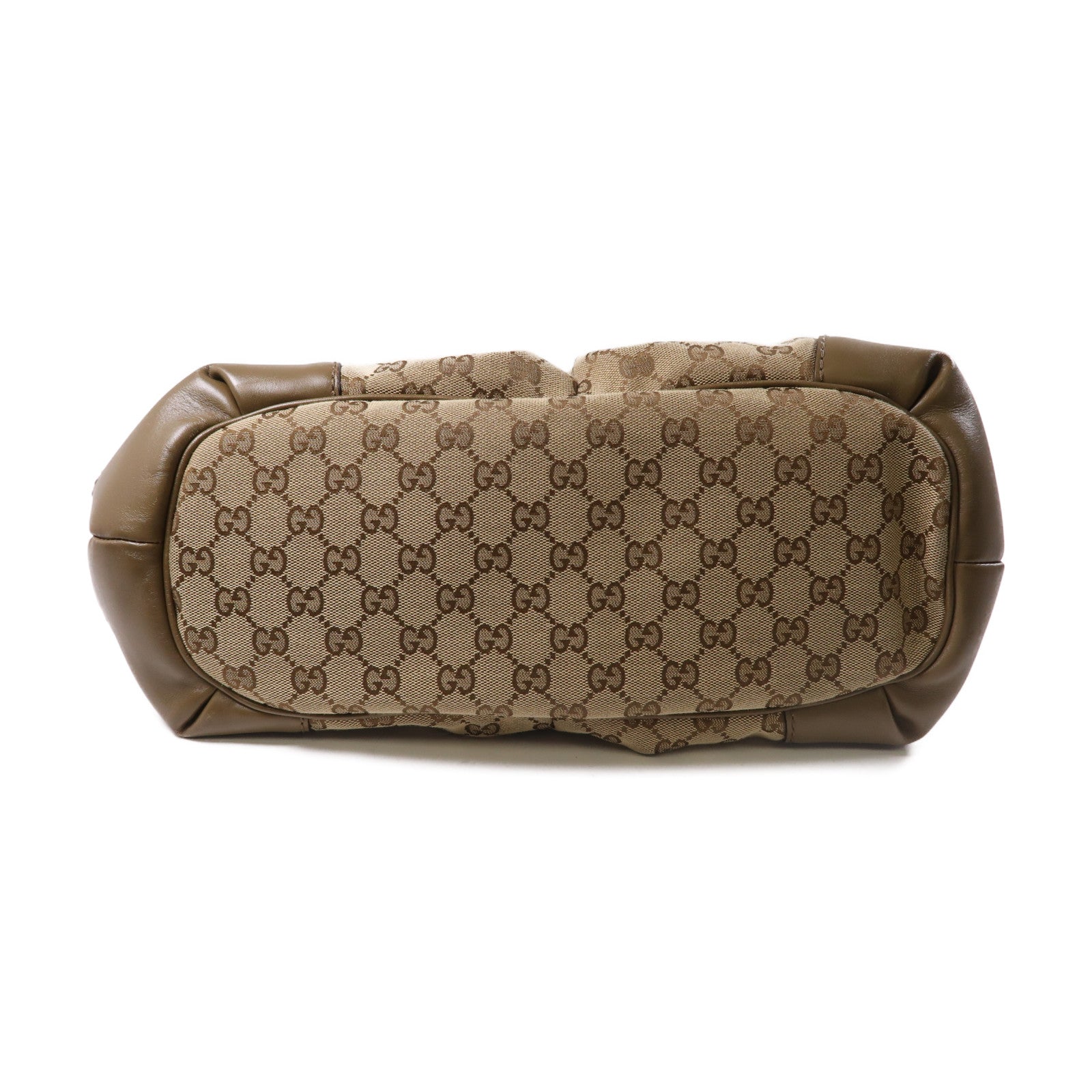 GUCCI 帆布/牛皮皮革2 Way Shoulder金扣手挽肩背兩用袋啡色