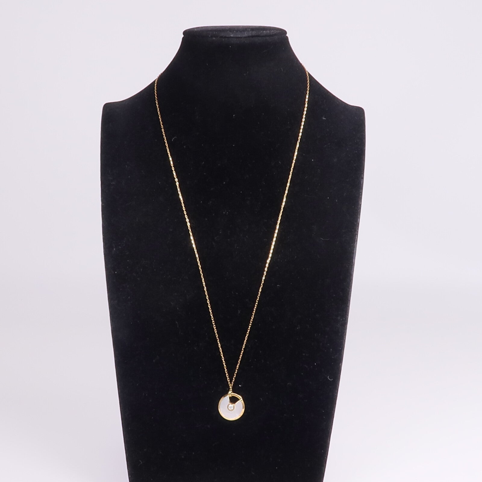 CARTIER 18K黃金Amulette de Cartier鑽石/珍珠母貝項鍊