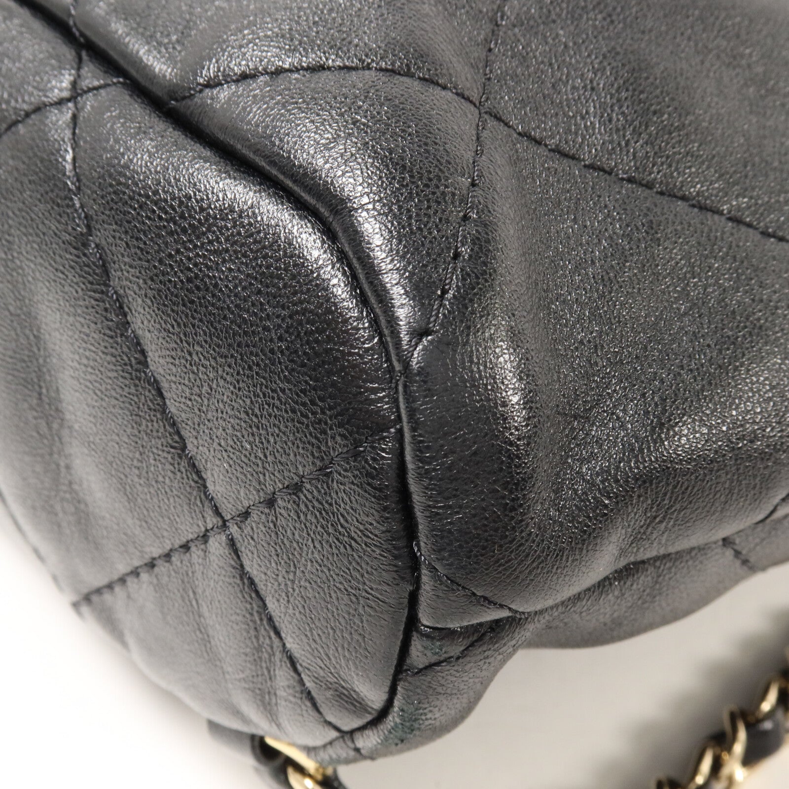 CHANEL 羊皮皮革Bucket Backpack鏈帶背包