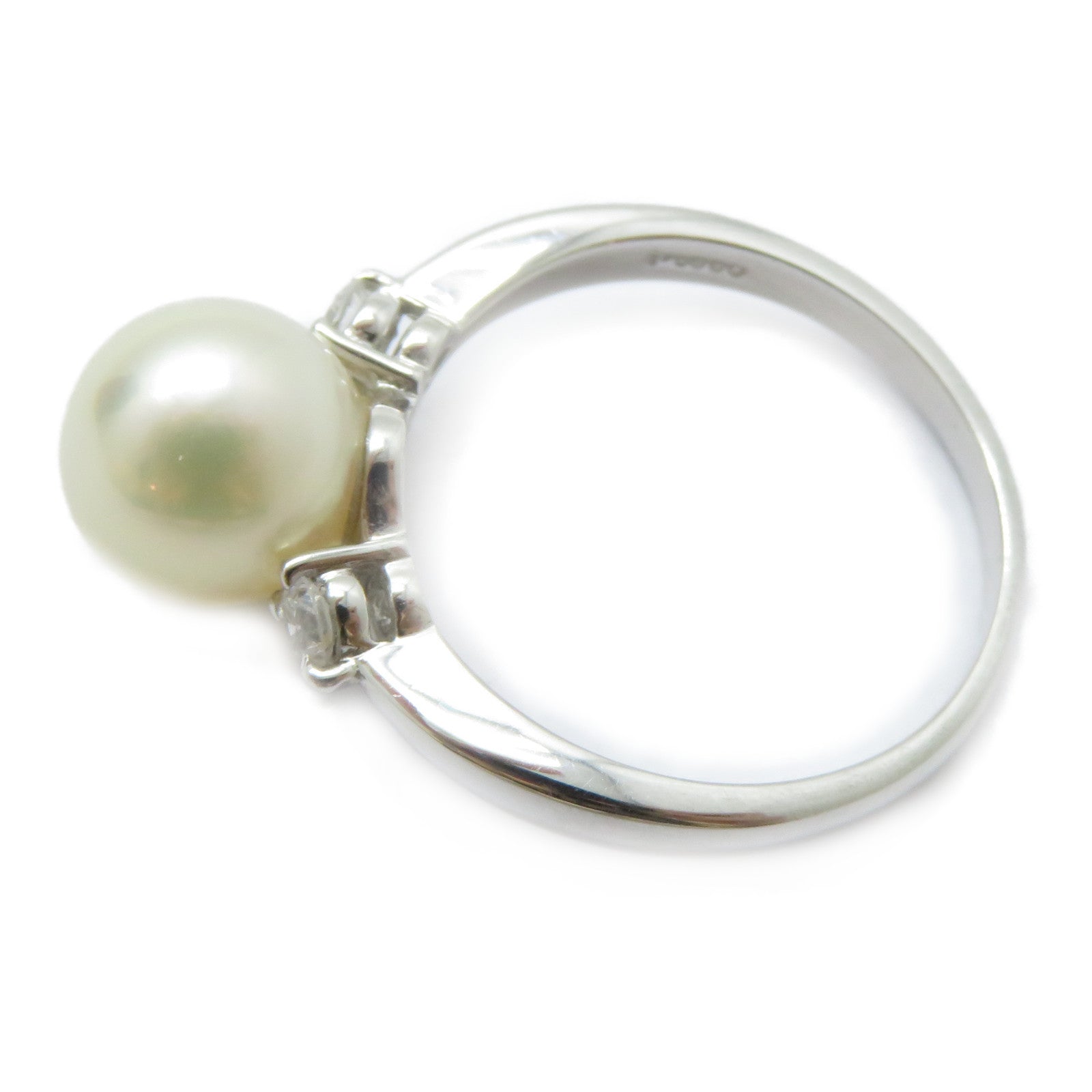 JEWELRY 【激減優惠】PT900鉑金Pearl Ring珍珠鑚石戒指US#6.5