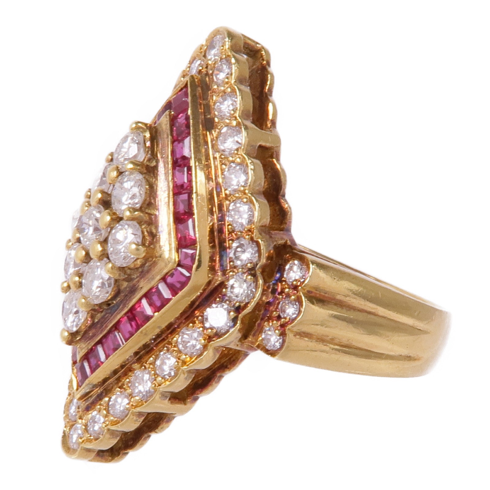 JEWELRY 【激減優惠】18K黃金Ruby Diamond Ring紅寶石/鑽石戒指US#6.5