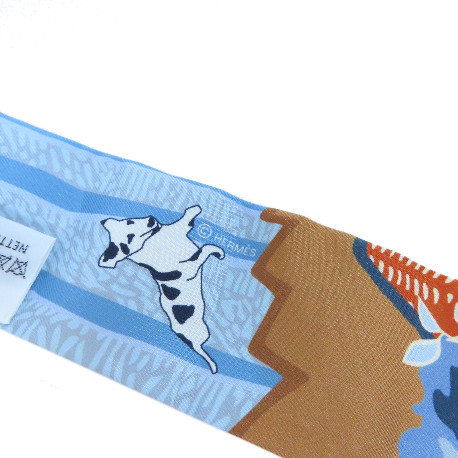 HERMES 【激減優惠】絲質Twilly Scarf絲巾淺藍色