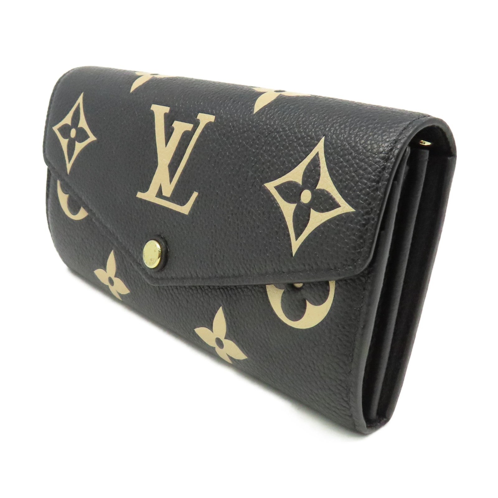 LOUIS VUITTON Monogram Empreinte Sarah Long Wallet金扣長錢包黑色/杏色