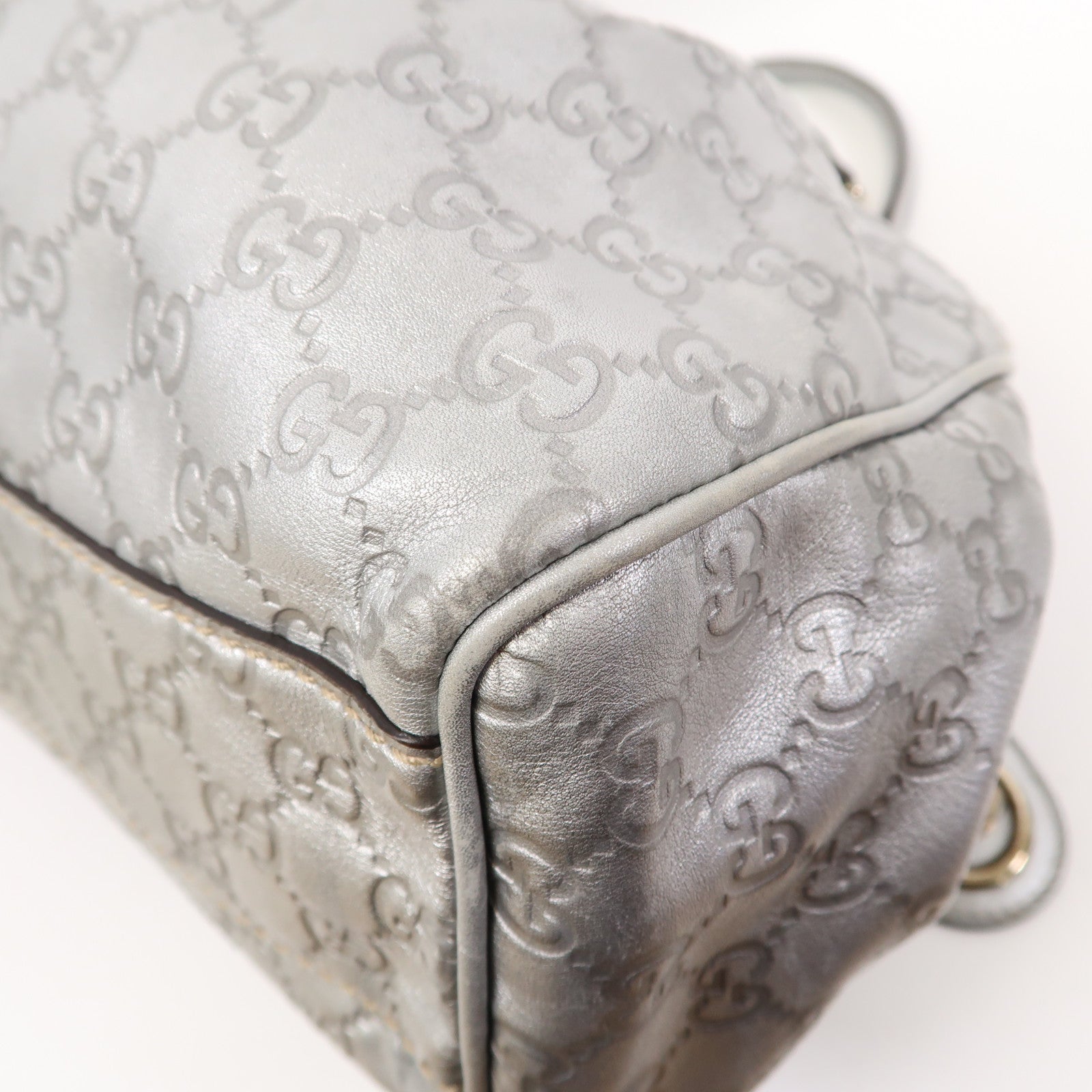 GUCCI 【激減優惠】皮革Tote Bag銀扣手挽袋銀色