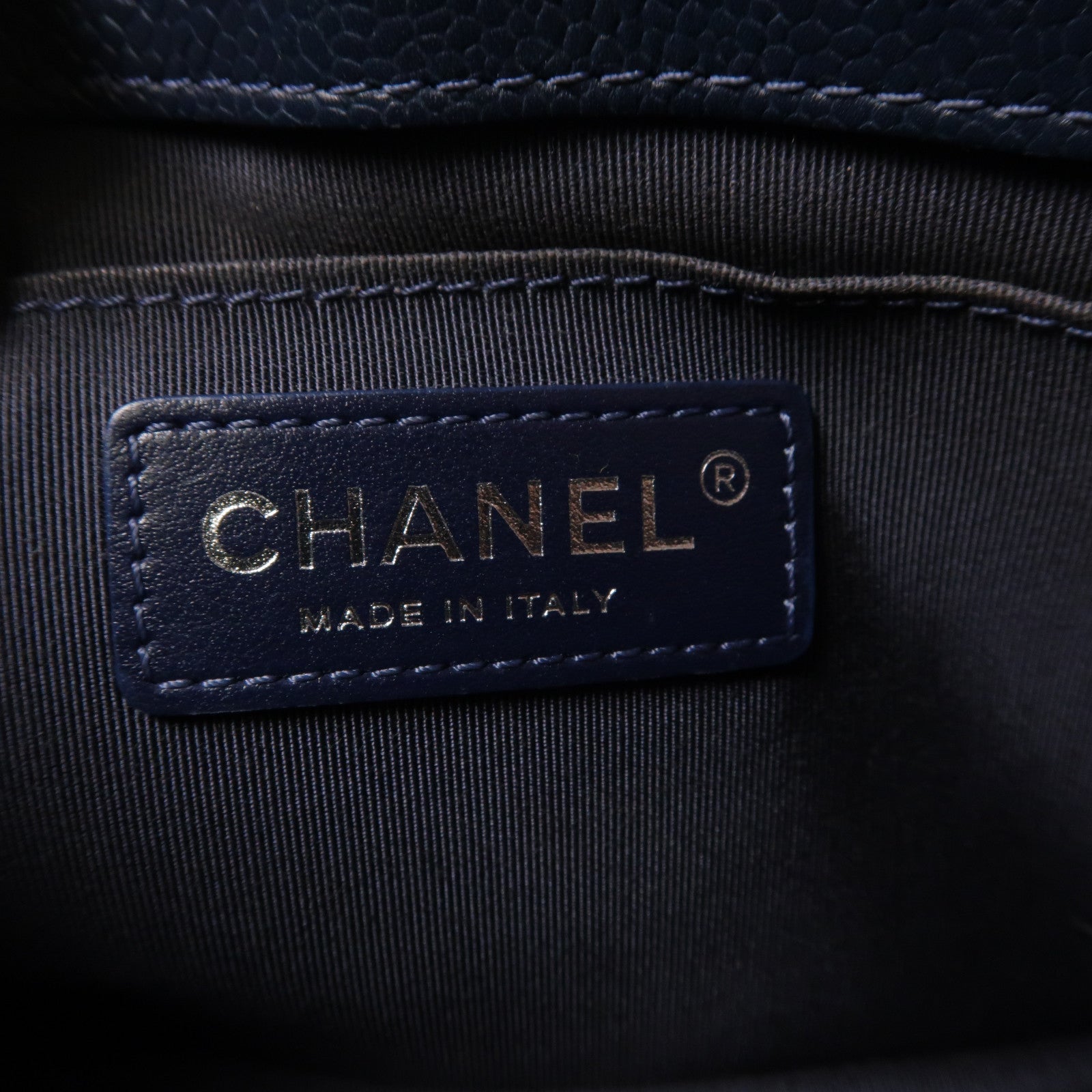CHANEL 菱格牛皮皮革Chain Shoulder銀扣鏈帶肩背袋藍色