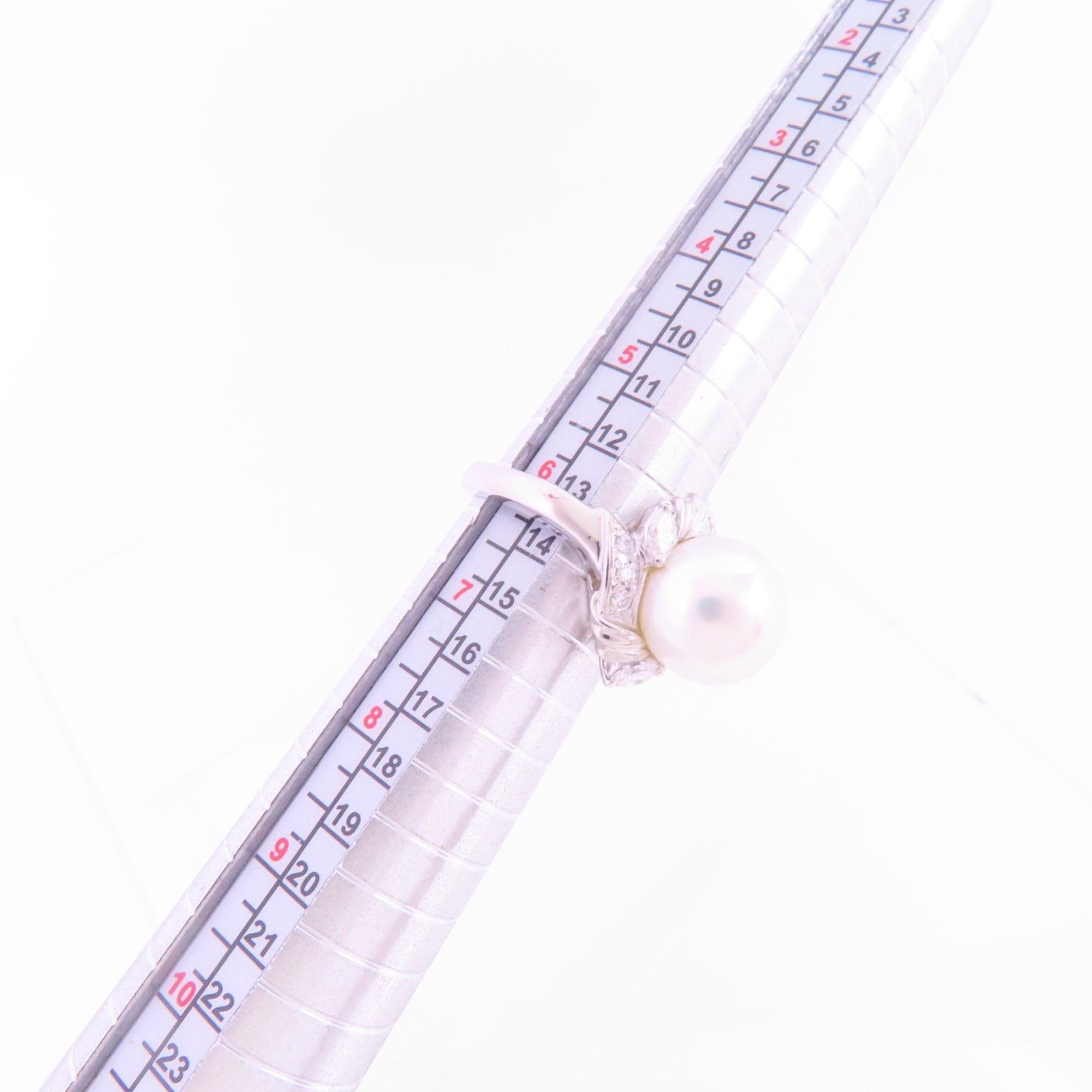 JEWELRY 【激減優惠】PT900鉑金/珍珠/鑽石Pearl Diamond Ring戒指US#6