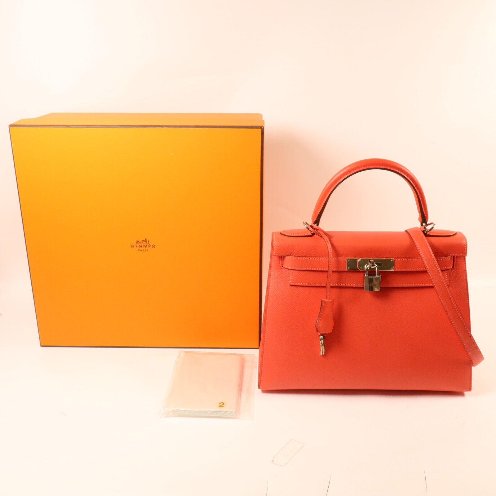 HERMES Epsom皮革Kelly 28手挽肩背兩用袋Rose Jaipur