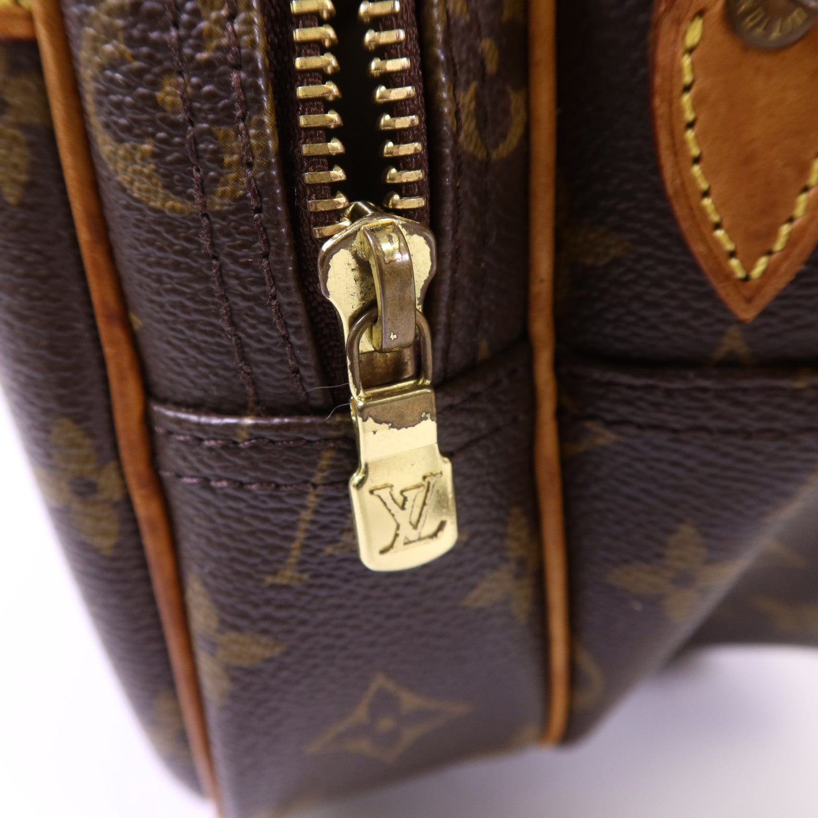 LOUIS VUITTON Monogram Reporter PM金扣肩背袋棕色