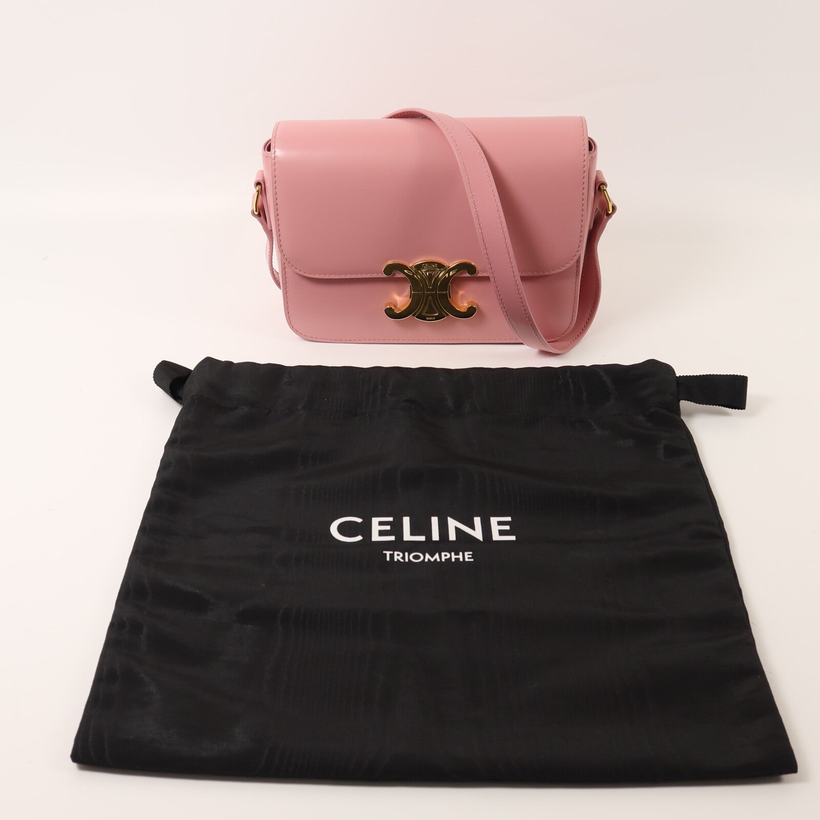 CELINE 【激減優惠】牛皮皮革Teen Triomphe金扣肩背袋
