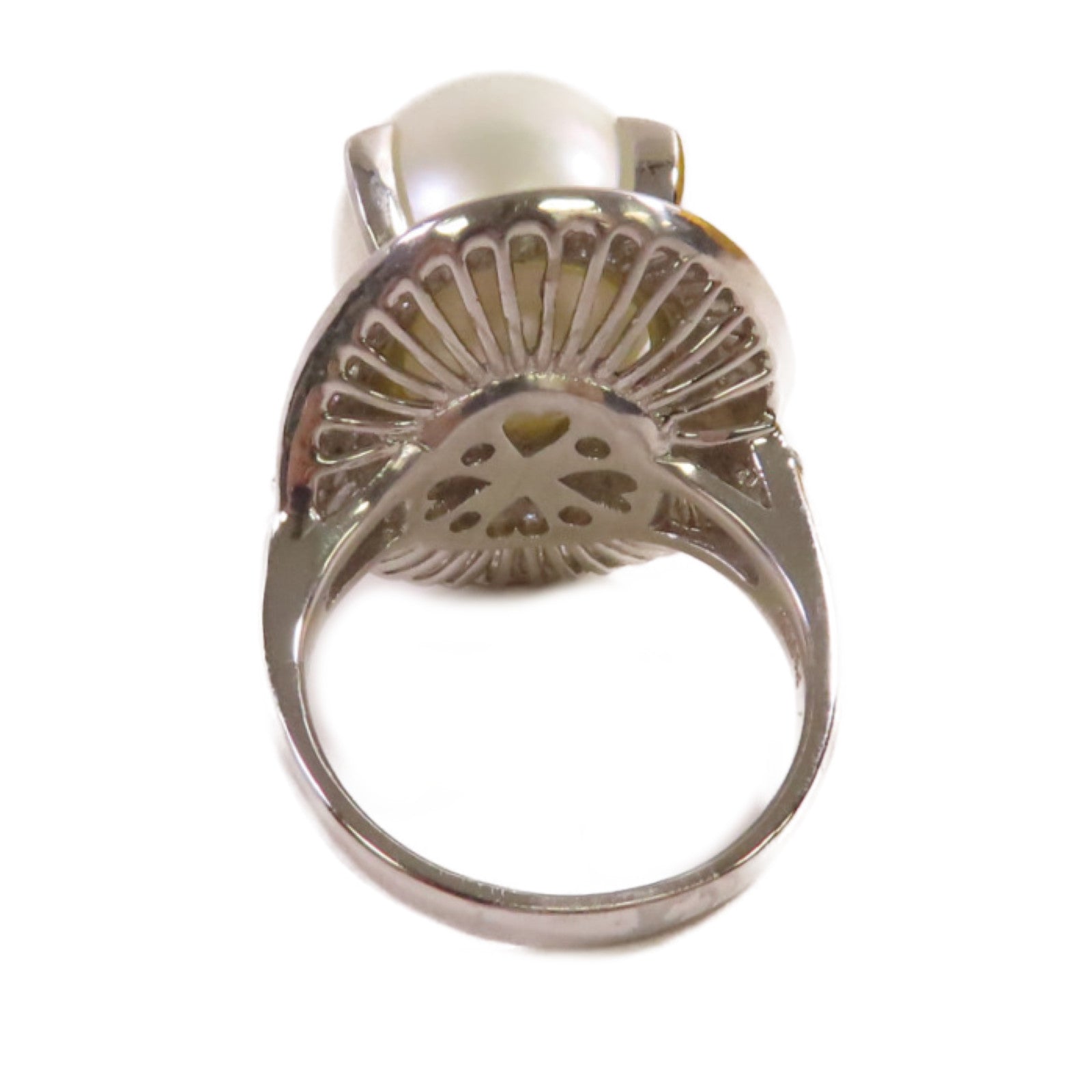 JEWELRY PT900鉑金/14.5mm珍珠/2.92ct鑽石Pearl Ring戒指US#7.5