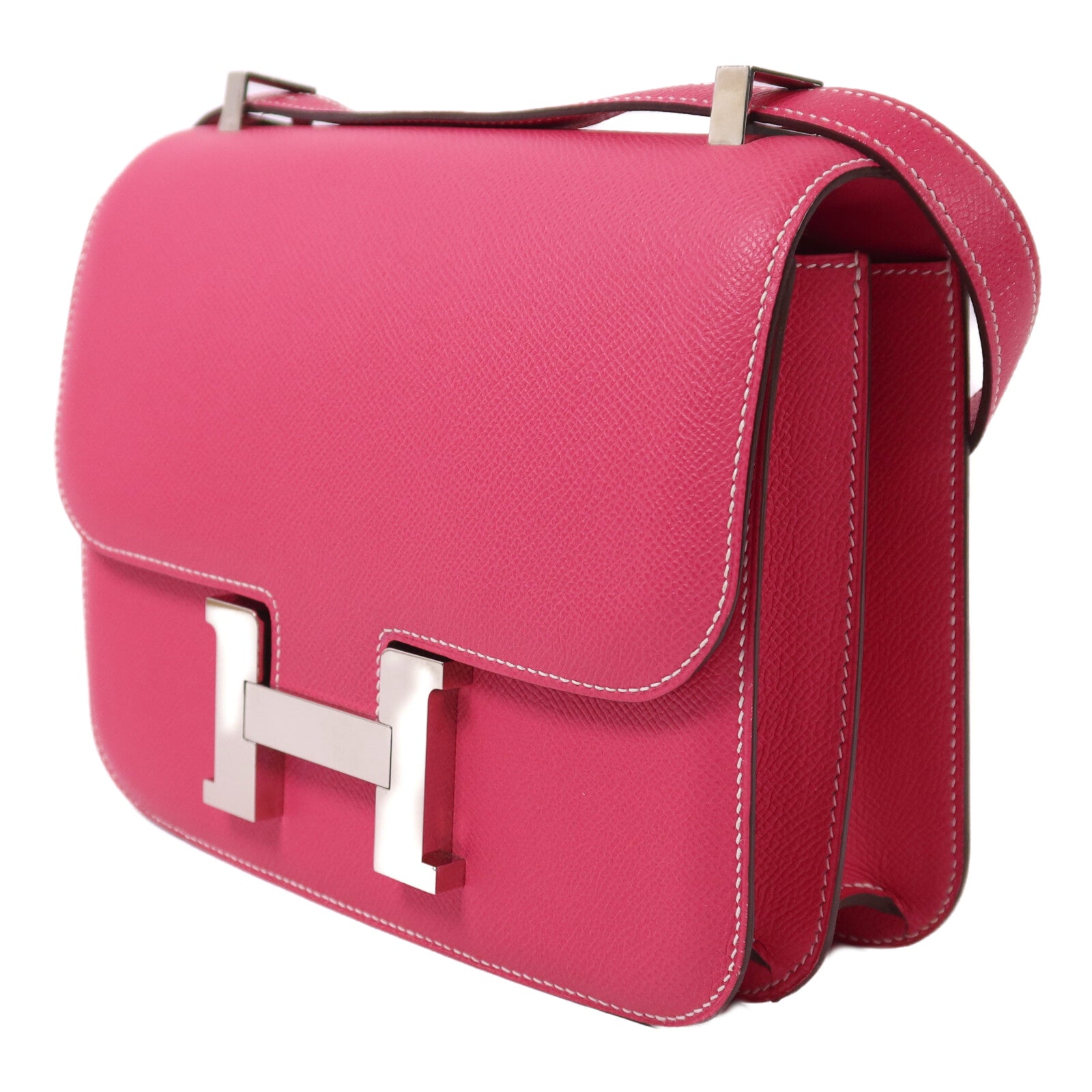 HERMES 【激減優惠】Epsom皮革Constance 24銀扣肩背袋Rose Tyrien
