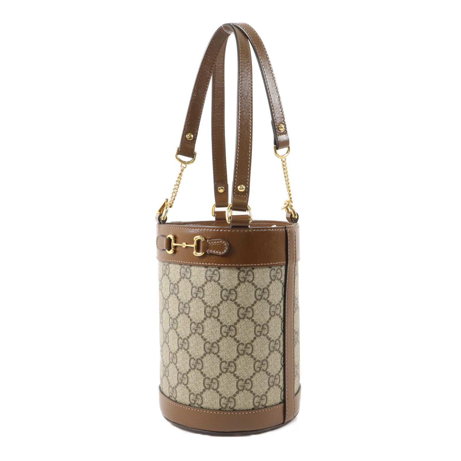 GUCCI 【激減優惠】塗層帆布Horsebit 1955 Bucket Bag手挽袋