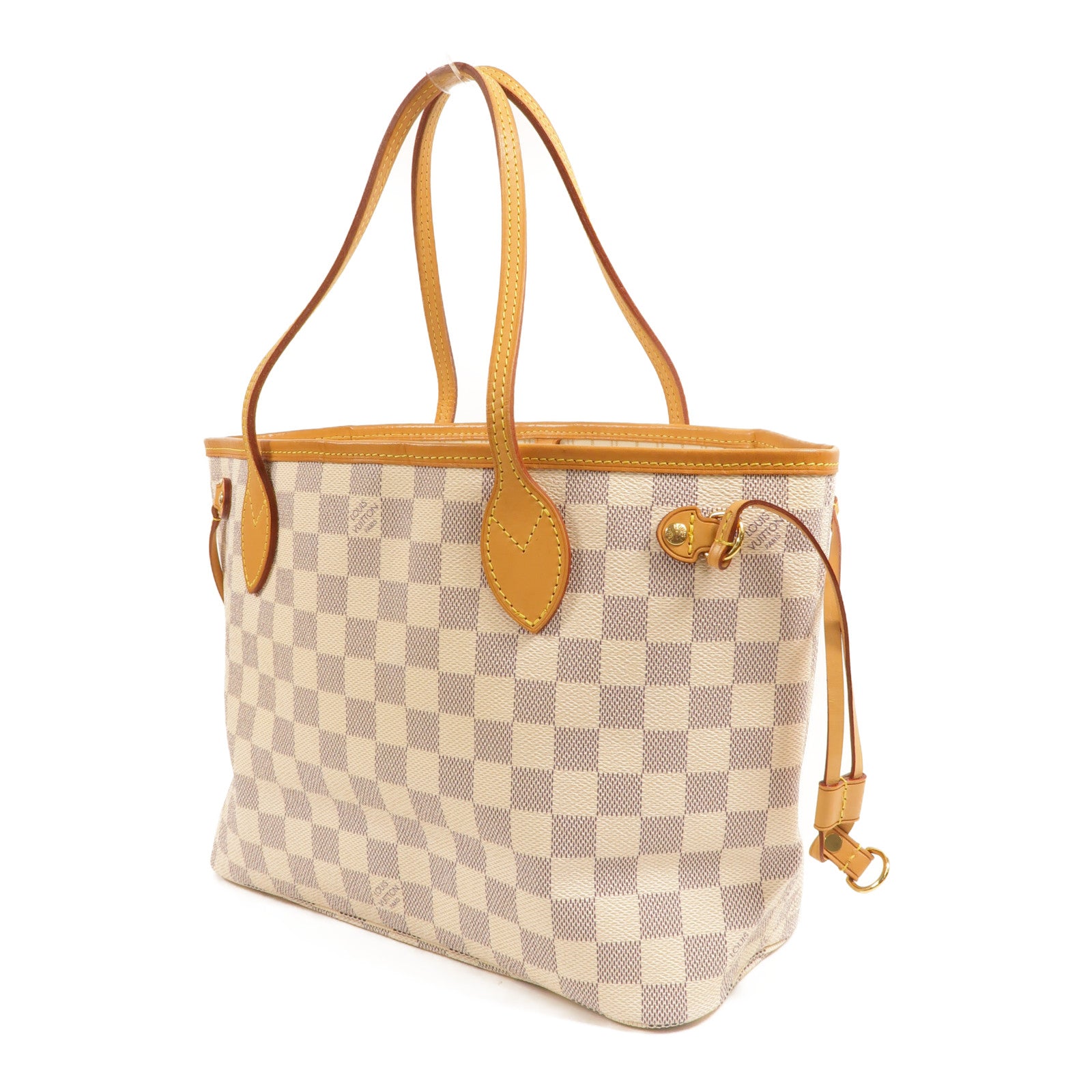 LOUIS VUITTON Damier Azur Neverfull PM金扣手挽袋