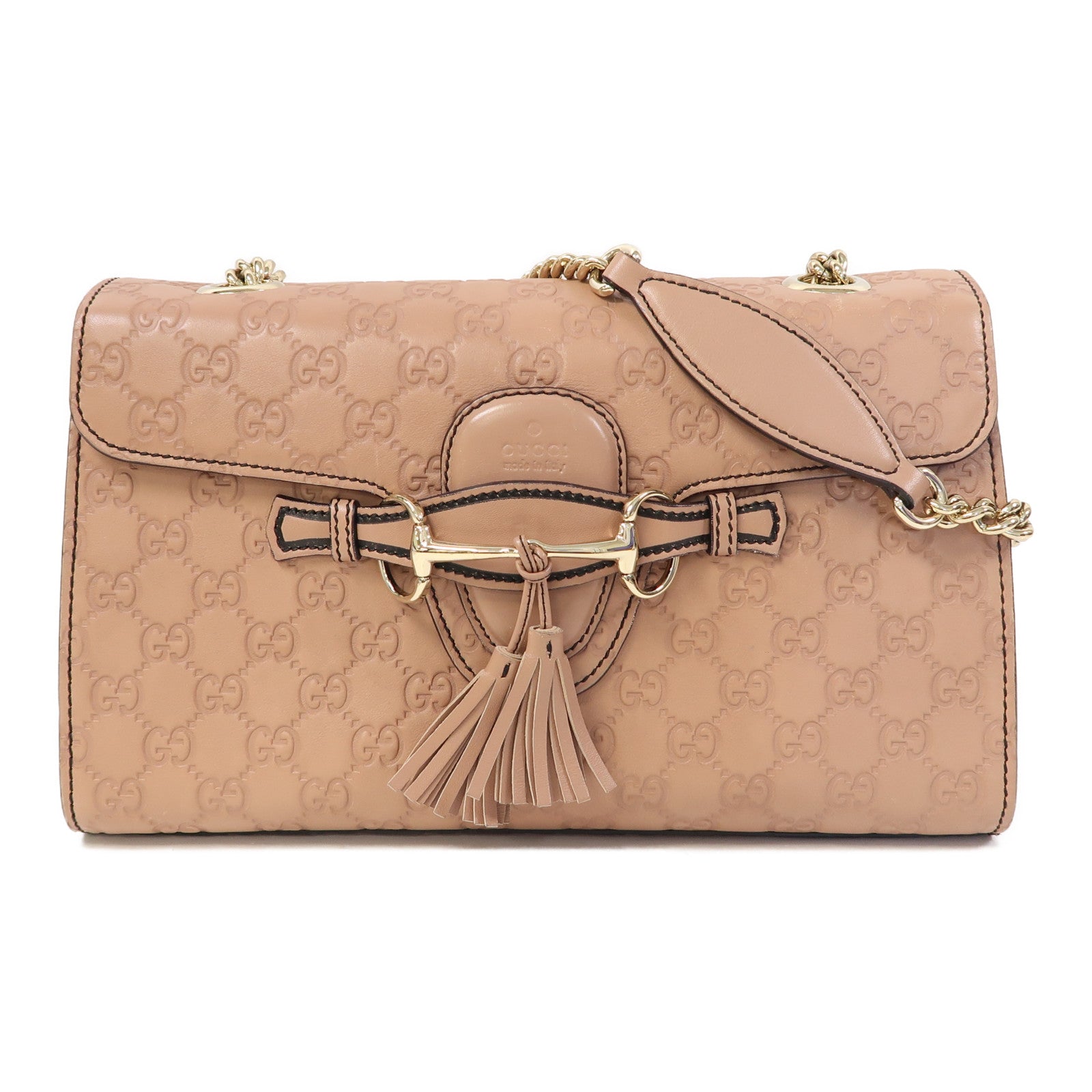 GUCCI 牛皮皮革Shoulder Bag金扣鏈帶肩背袋粉紅色