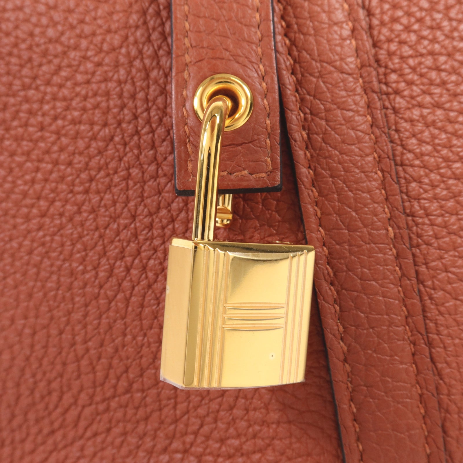 HERMES Clemence皮革Picotin MM金扣手挽袋Cuivre