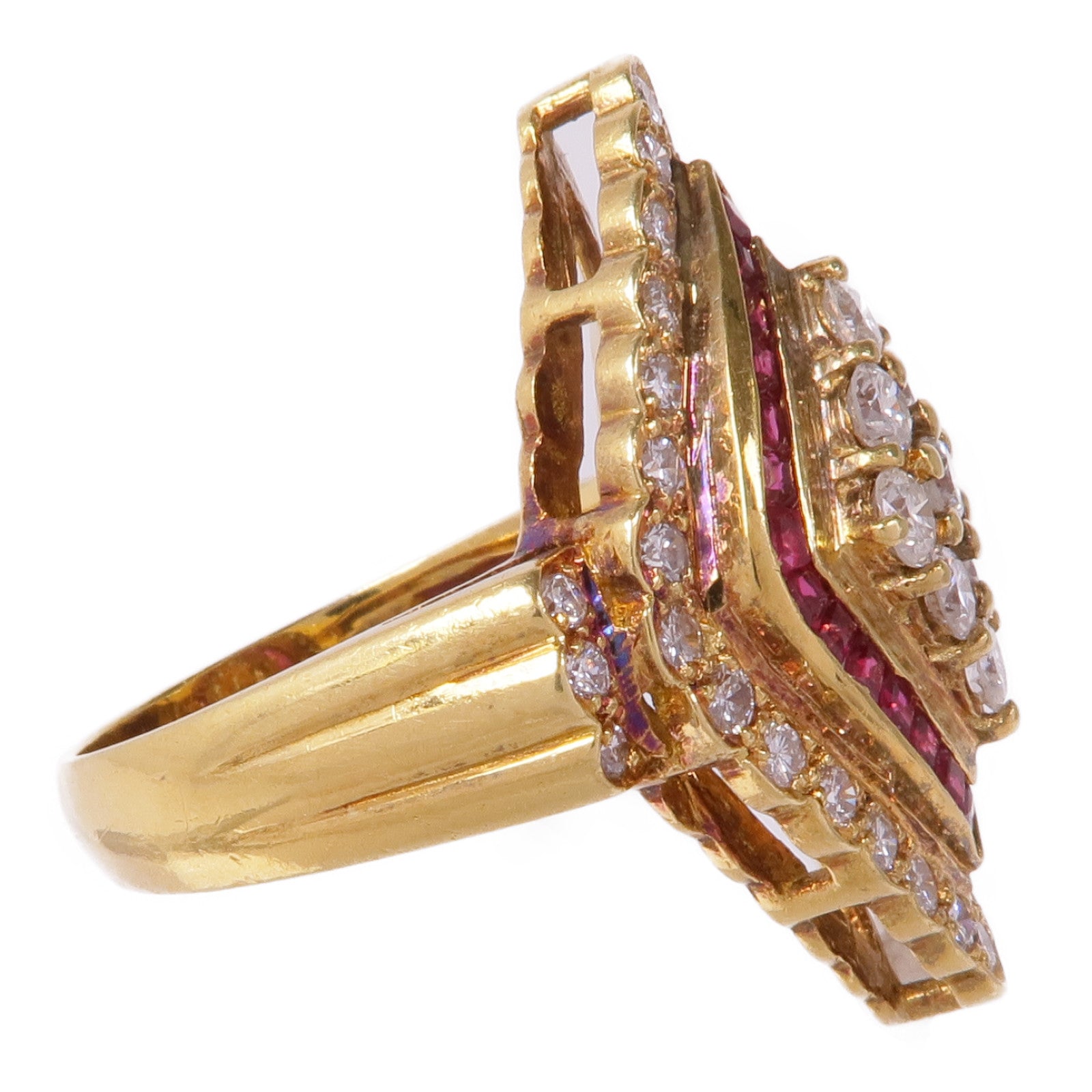 JEWELRY 【激減優惠】18K黃金Ruby Diamond Ring紅寶石/鑽石戒指US#6.5