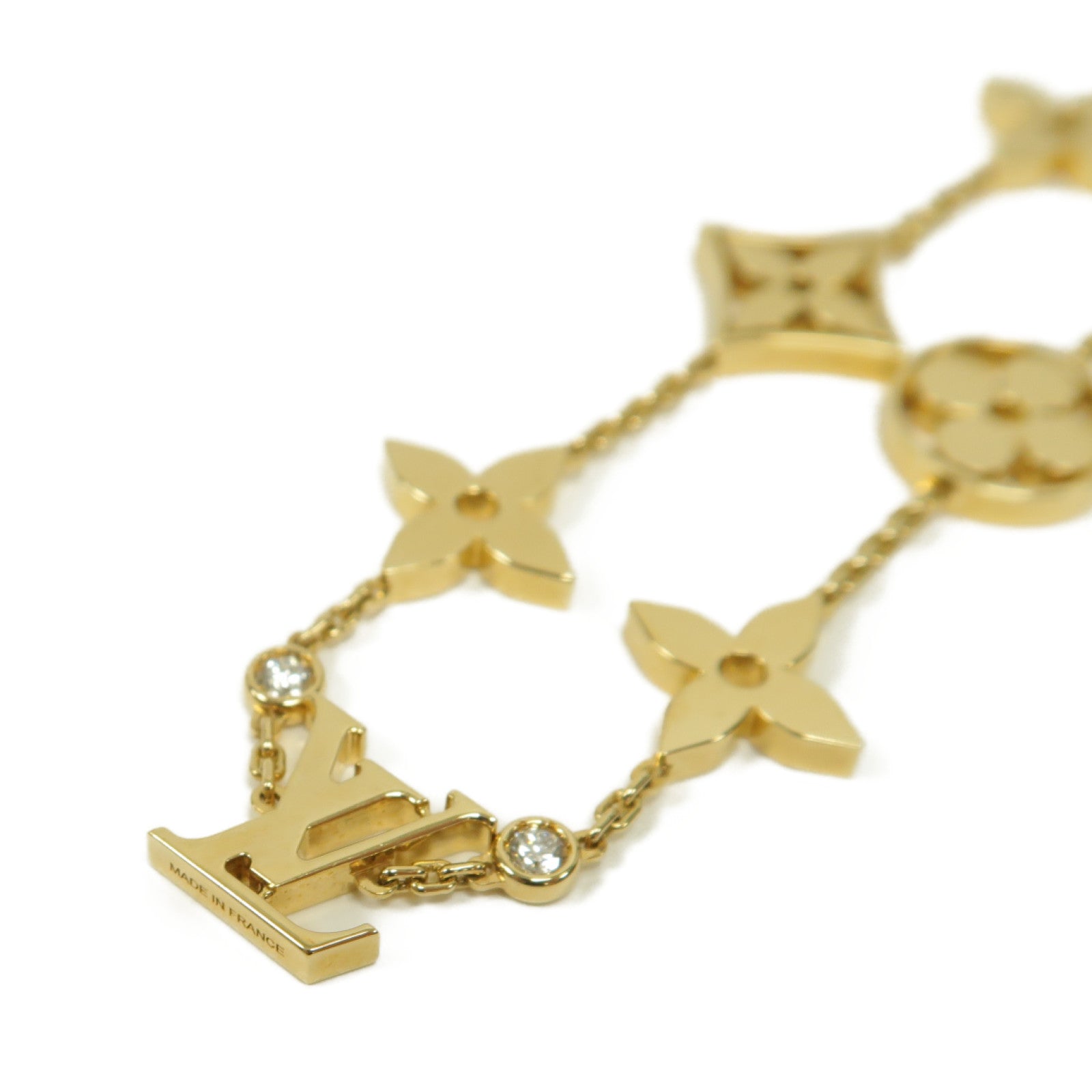 LOUIS VUITTON 18K黃金/0.08ct鑽石Idylle Blossom Monogram手鏈金色
