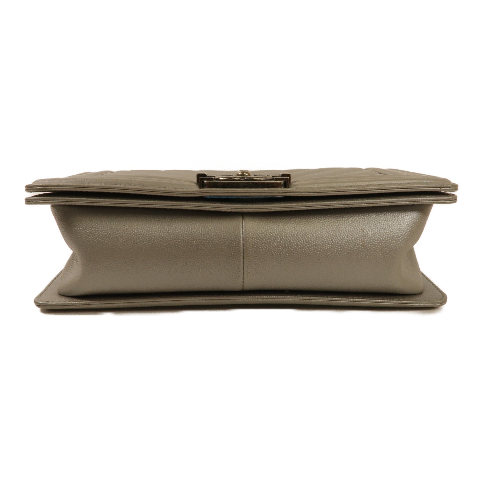 CHANEL CC Boy 25 Chain Shoulder Handbag A67086 Calfskin Leather Gray