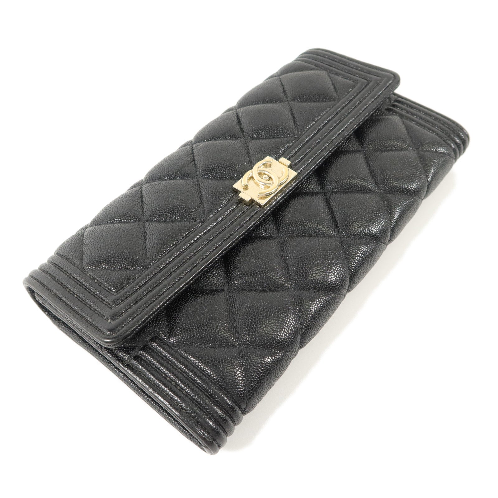 CHANEL 牛皮皮革Boy Long Wallet長錢包