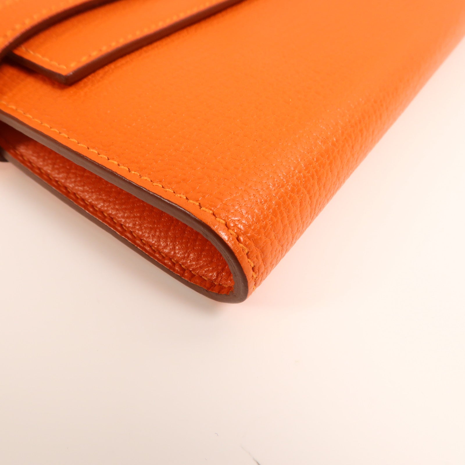 HERMES Chevre皮革Kelly Long Wallet金扣長錢包Feu