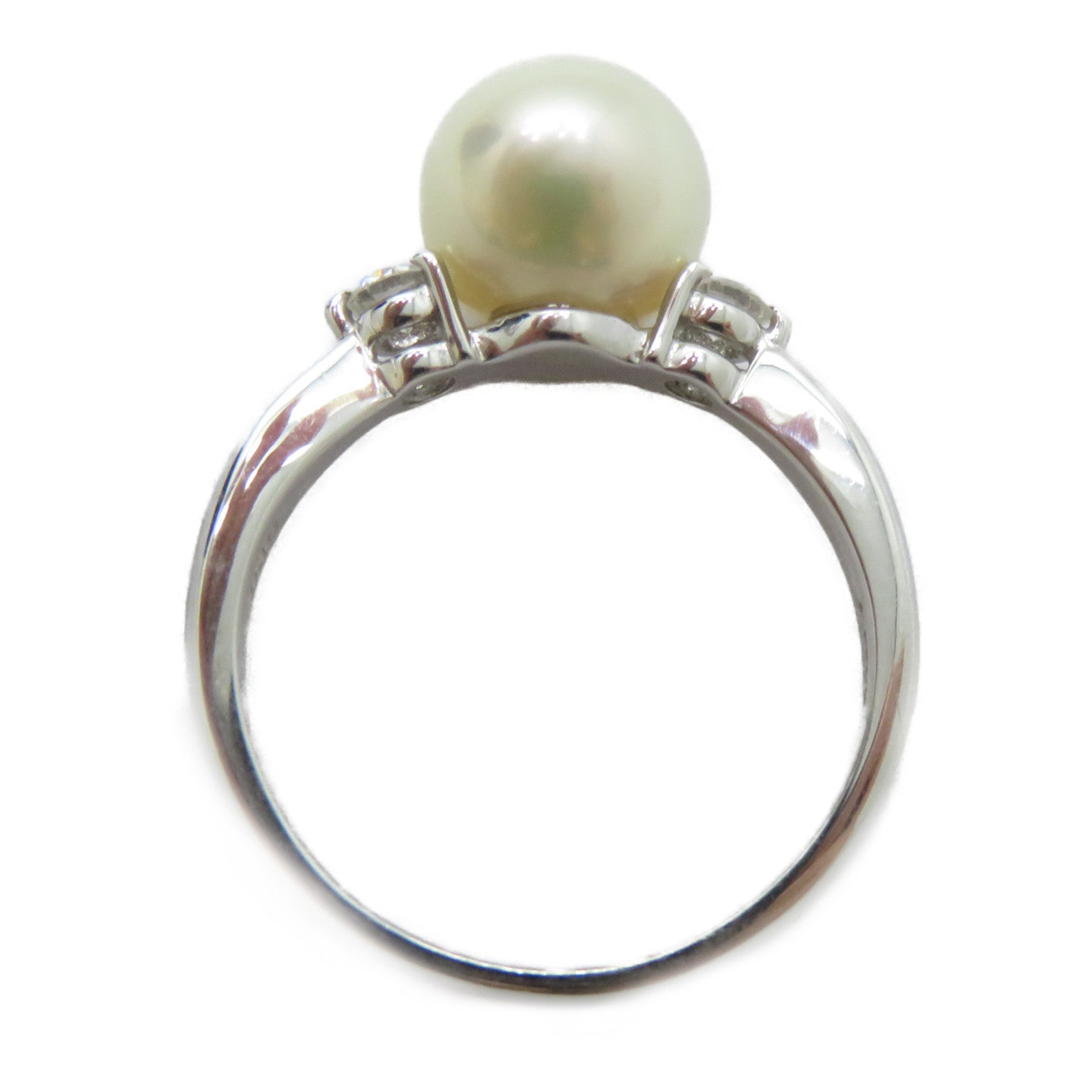 JEWELRY 【激減優惠】PT900鉑金Pearl Ring珍珠鑚石戒指US#6.5