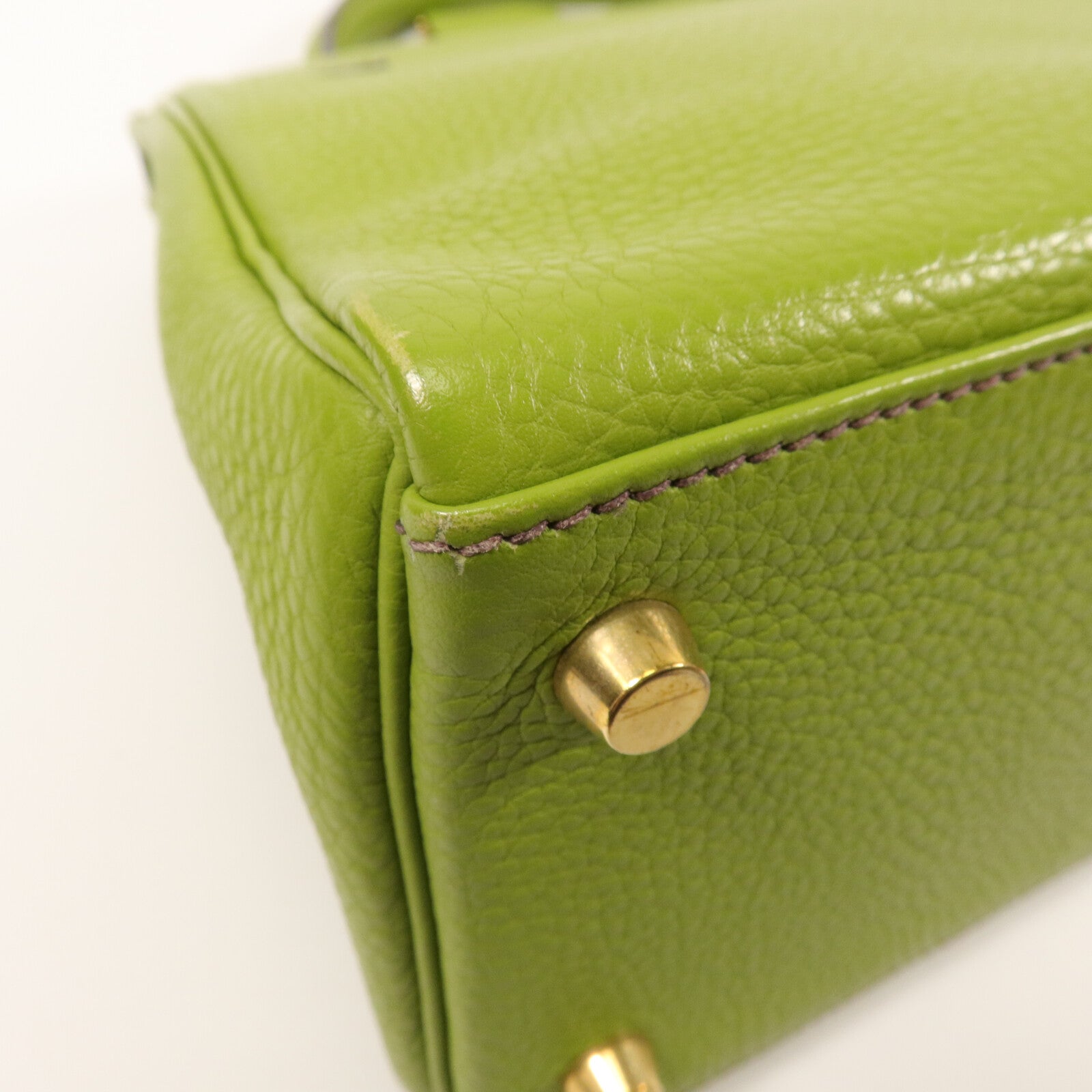 HERMES Togo皮革Kelly 28手挽肩背兩用袋Vert Anis