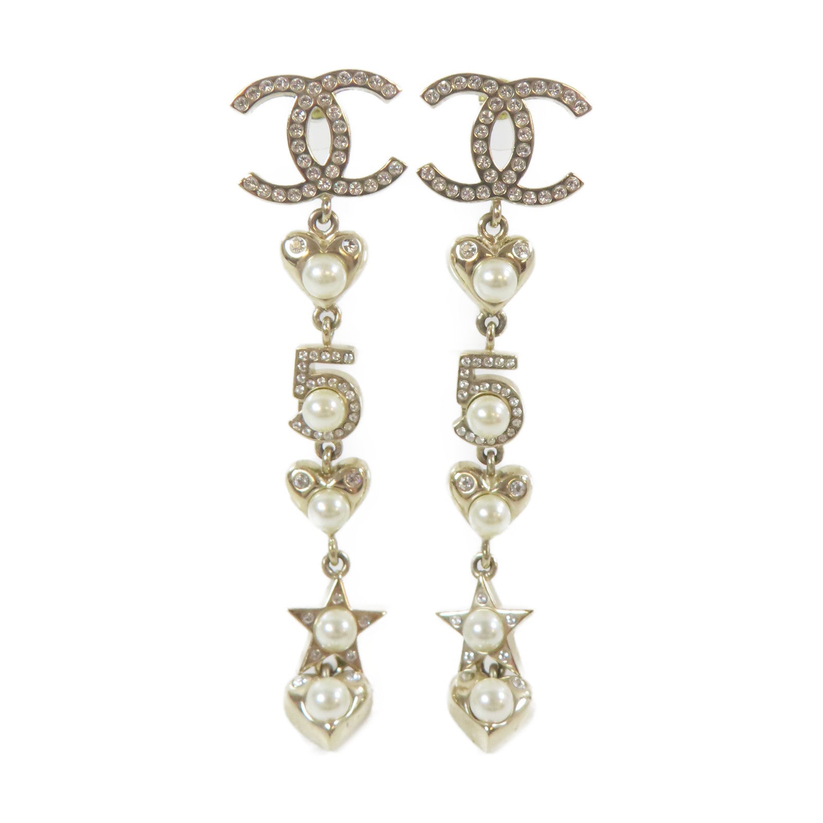 CHANEL 金屬/PVC Earrings金色/白色