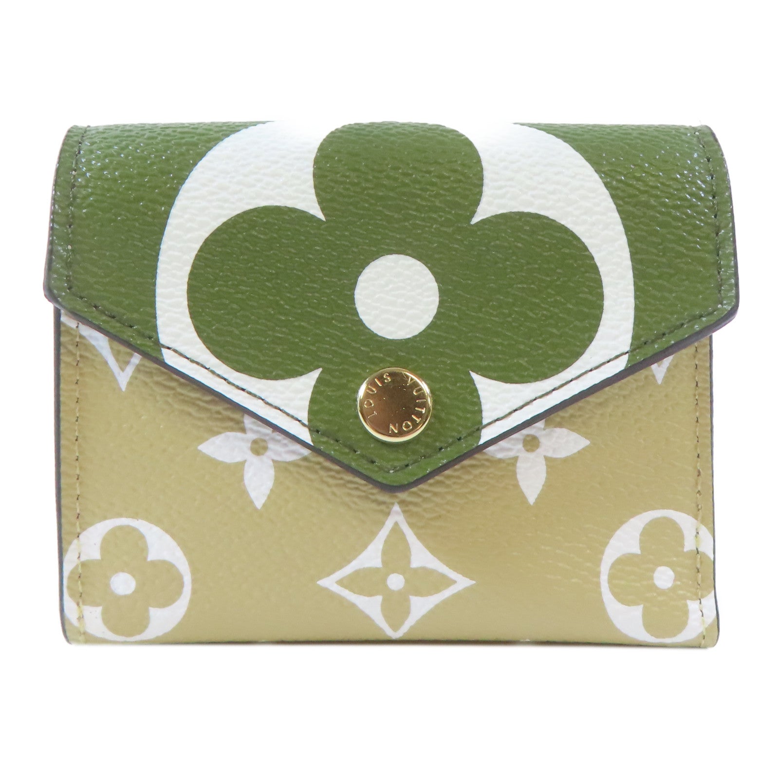 LOUIS VUITTON Monogram Giant Portefeuille Zoe金扣錢包卡其色/綠色