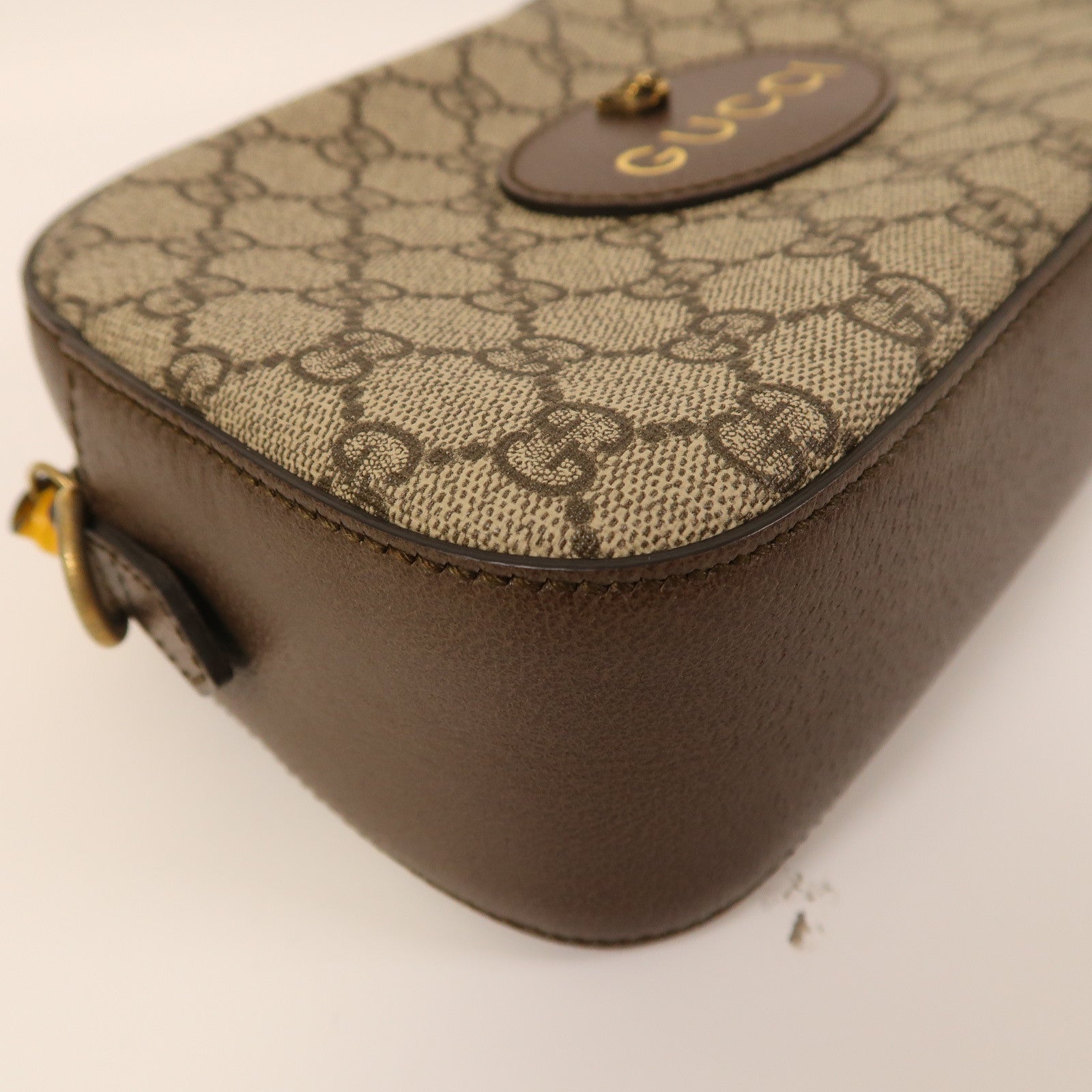 GUCCI 塗層帆布Neo Vintage GG Supreme金扣肩背袋啡色
