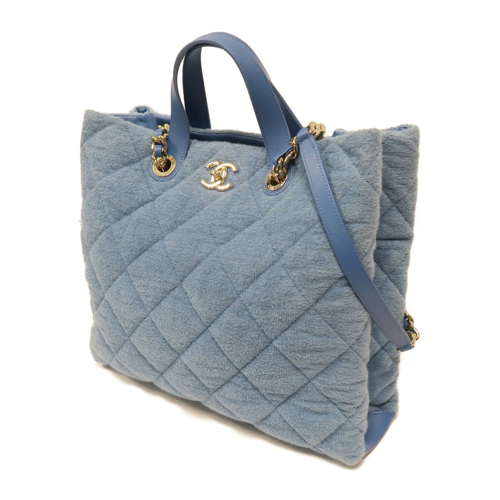 CHANEL **【激減優惠】菱格帆布Chain Shoulder Bag金扣手挽肩背兩用袋藍色