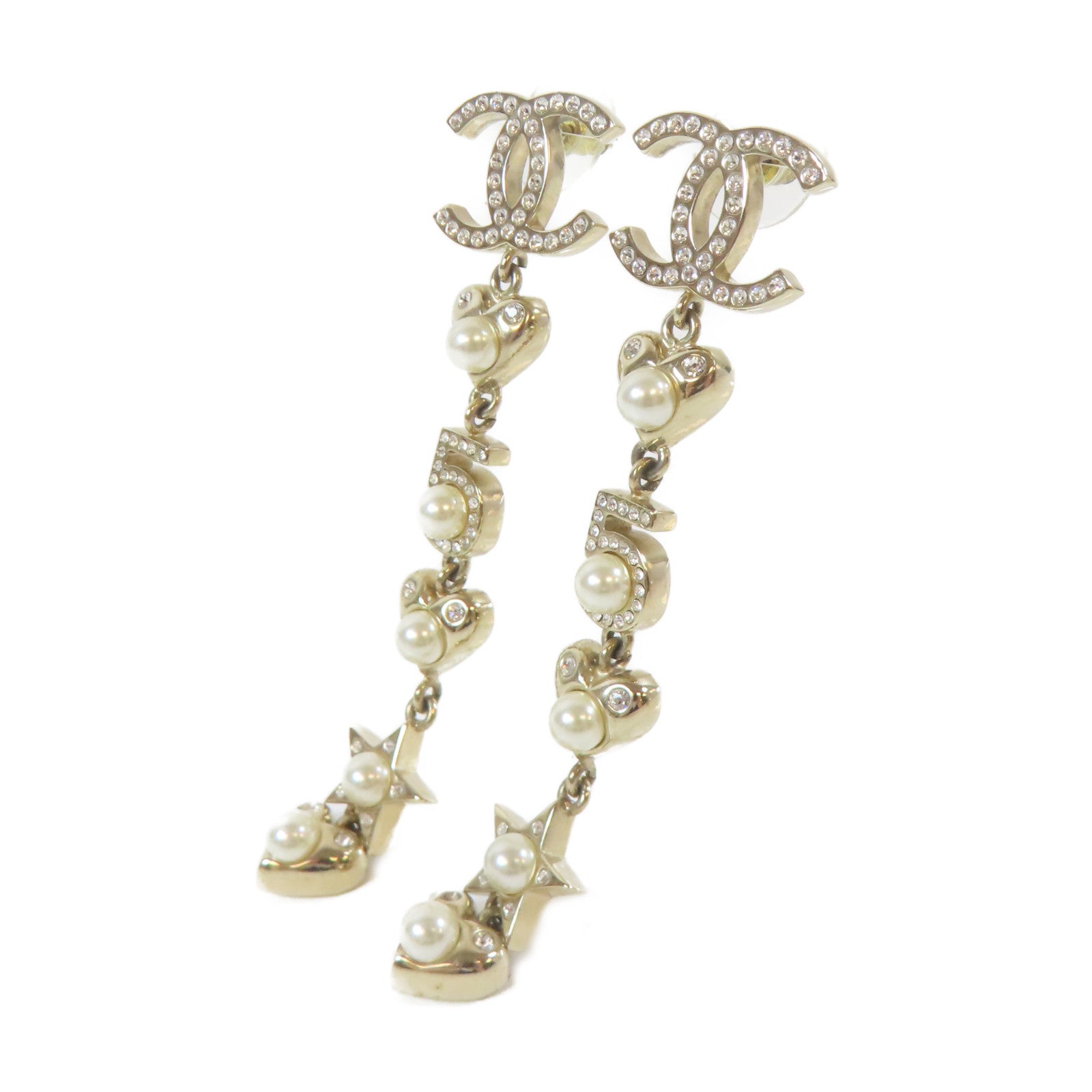 CHANEL 金屬/PVC Earrings金色/白色