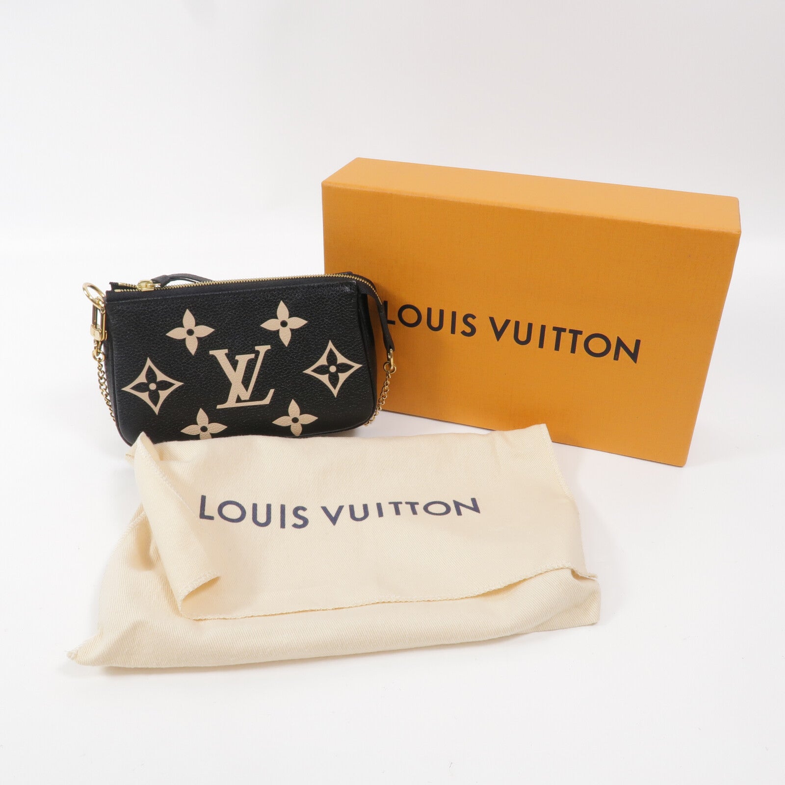 LOUIS VUITTON Monogram Empreinte Mini Pochette金扣鏈帶手挽袋