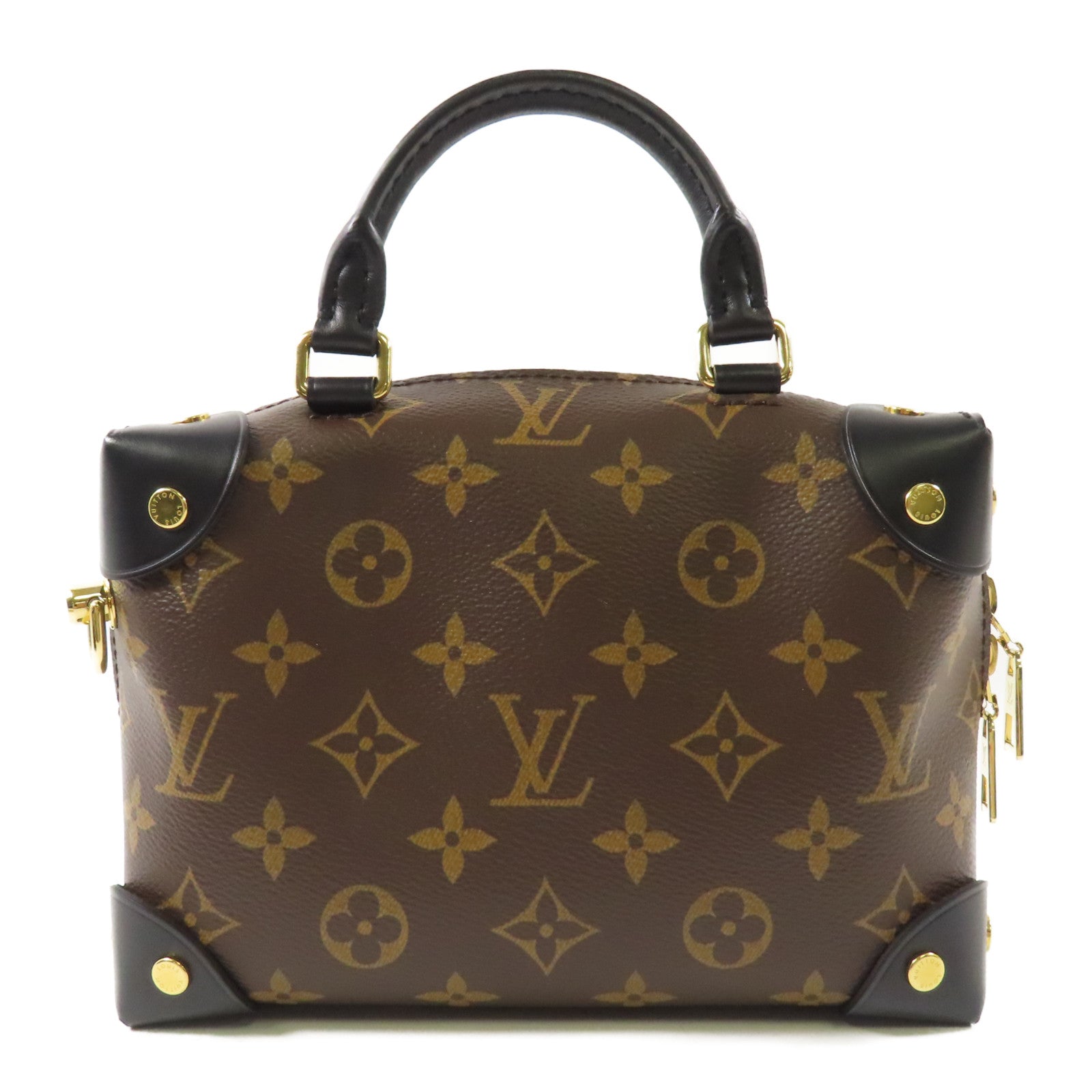 LOUIS VUITTON Monogram Petite Malle Souple金扣手挽肩背兩用袋棕色