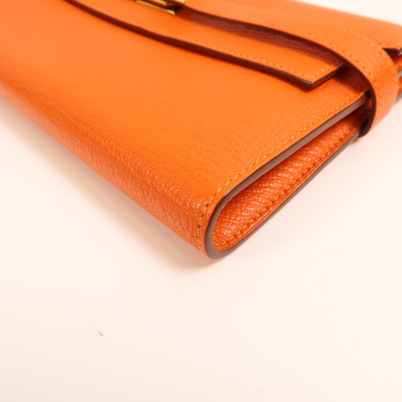 HERMES Chevre皮革Kelly Long Wallet金扣長錢包Feu