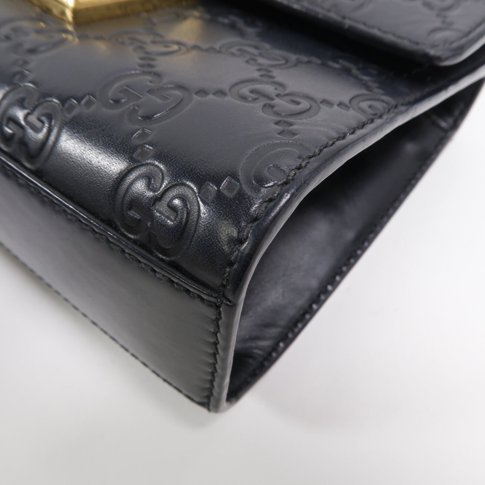 GUCCI 牛皮皮革Padlock金扣鏈帶肩背袋