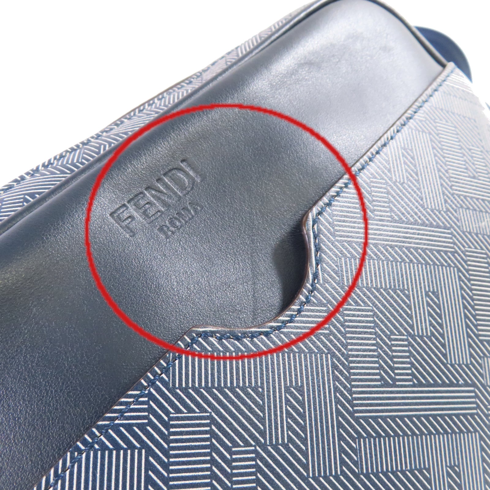 FENDI 塗層帆布Camera Shoulder Bag銀扣肩背袋碳灰色/藍色