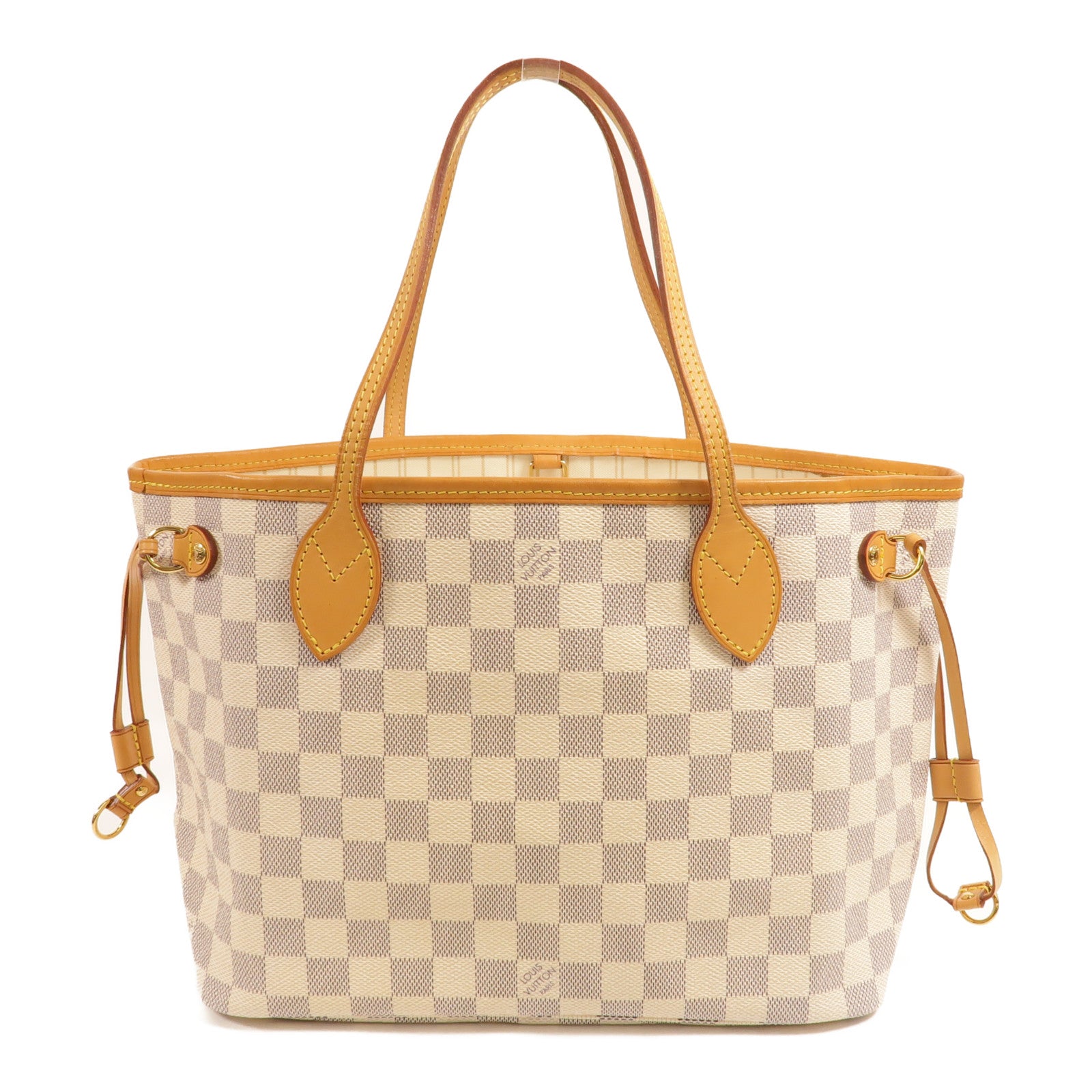 LOUIS VUITTON Damier Azur Neverfull PM金扣手挽袋