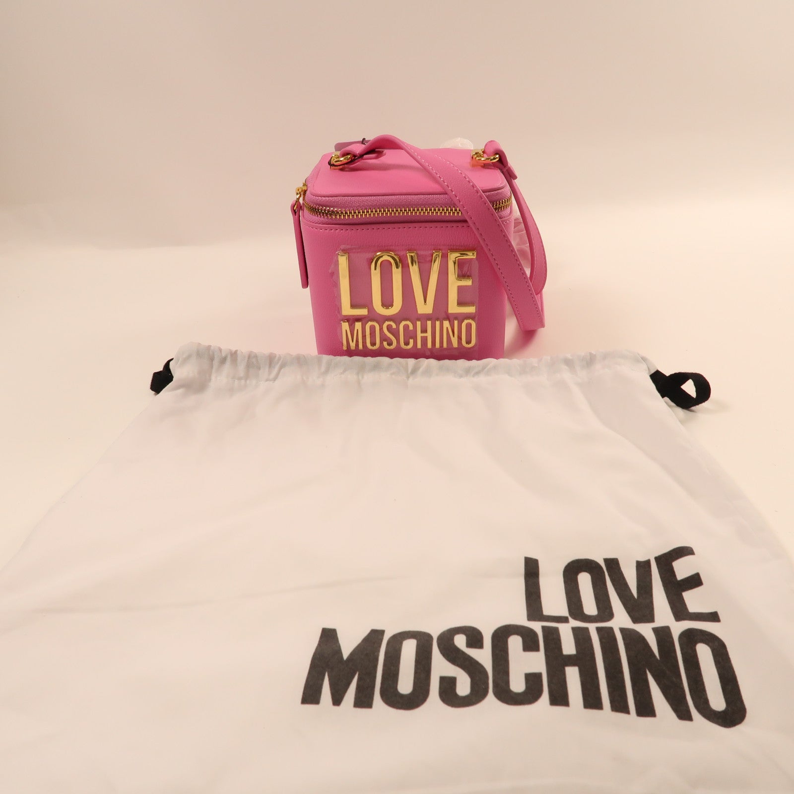 MOSCHINO 皮革Shoulder Bag金扣肩背袋粉紅色
