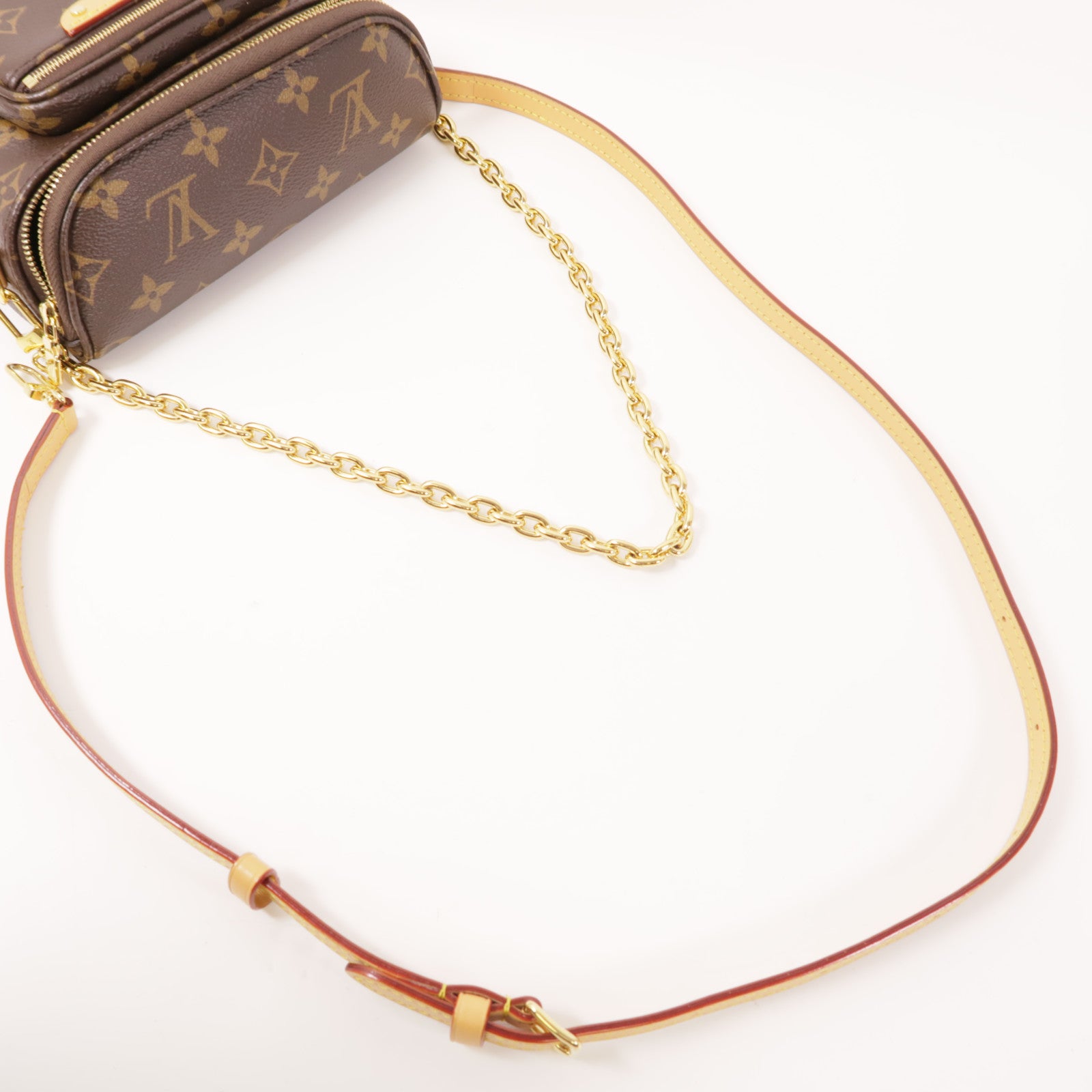 LOUIS VUITTON Monogram Mini Bumbag金扣鏈帶手挽肩背兩用袋棕色