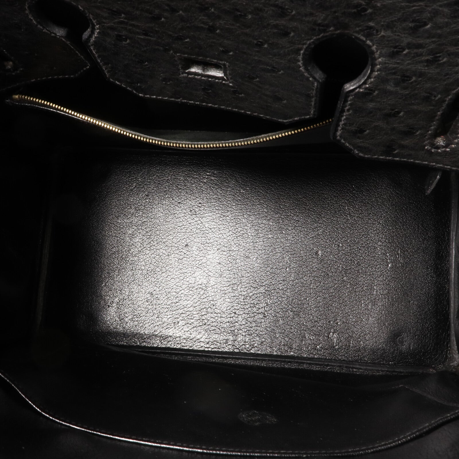 HERMES 鴕鳥皮革Birkin 35手挽袋Noir