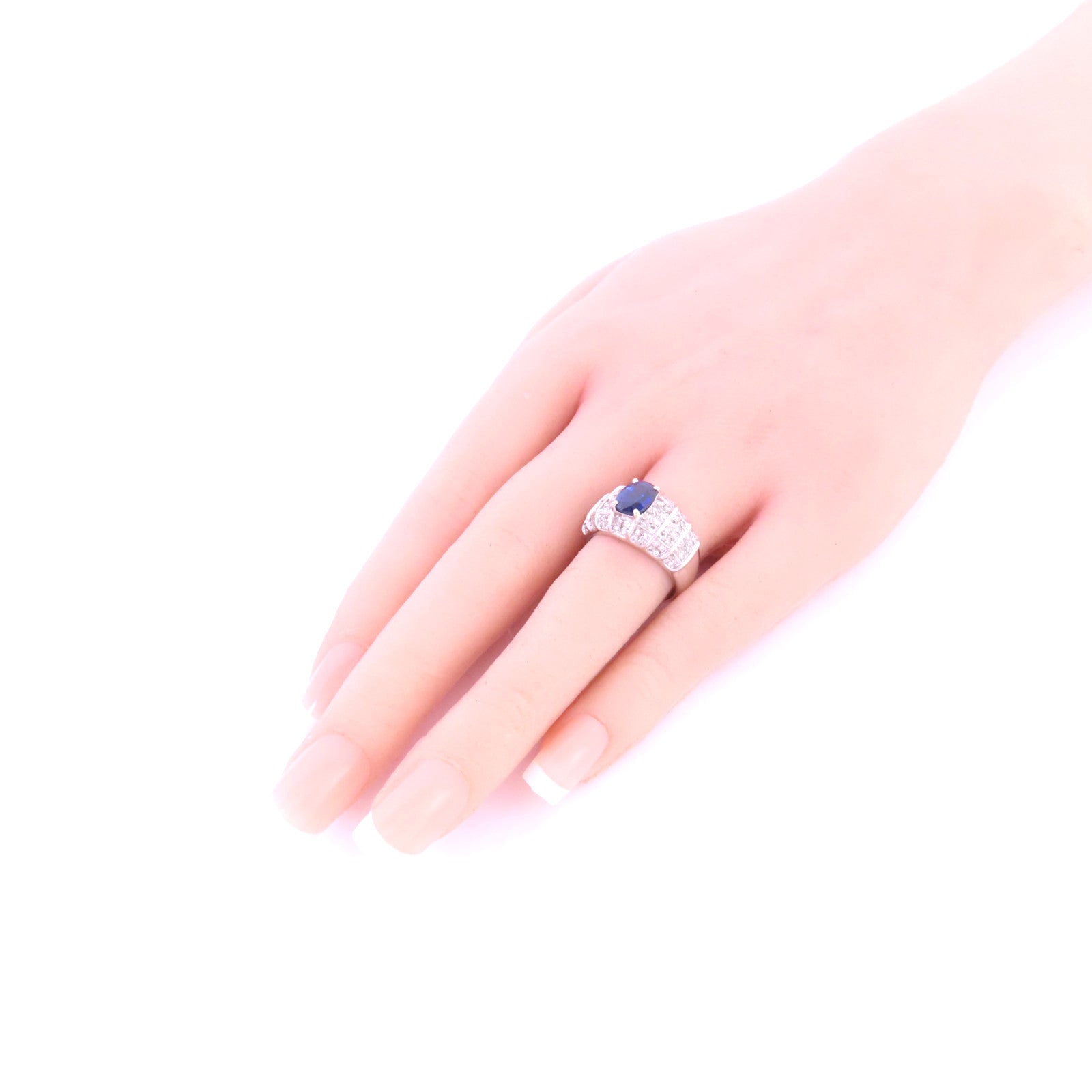 JEWELRY 【激減優惠】18K白金/藍寶石/鑽石Sapphire Diamond Ring戒指US#6.5