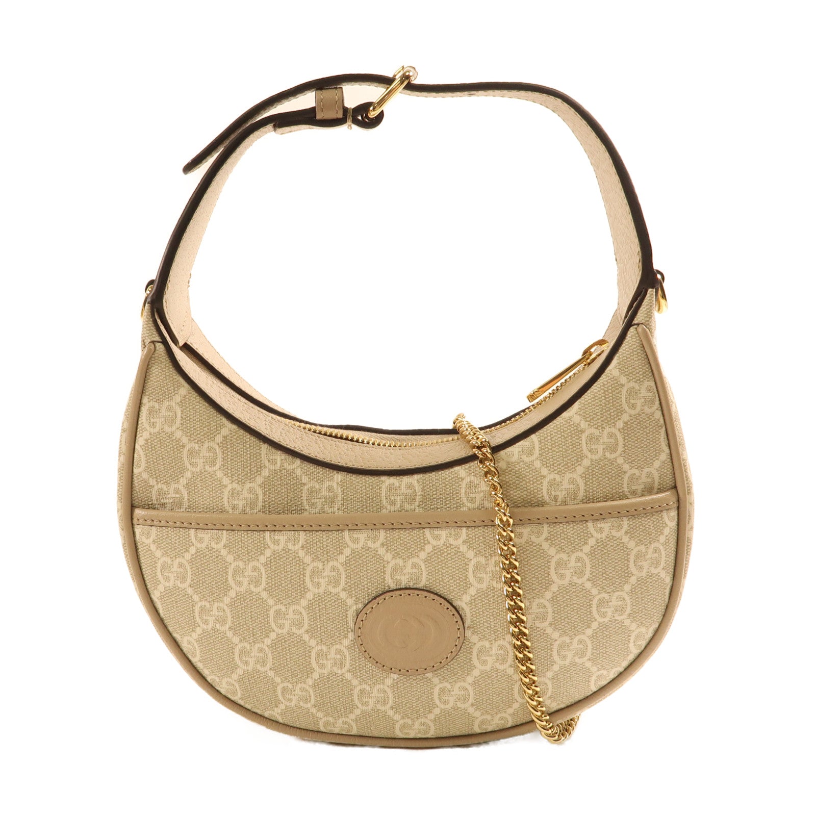 GUCCI 帆布2 Way Shoulder金扣鏈帶手挽肩背兩用袋