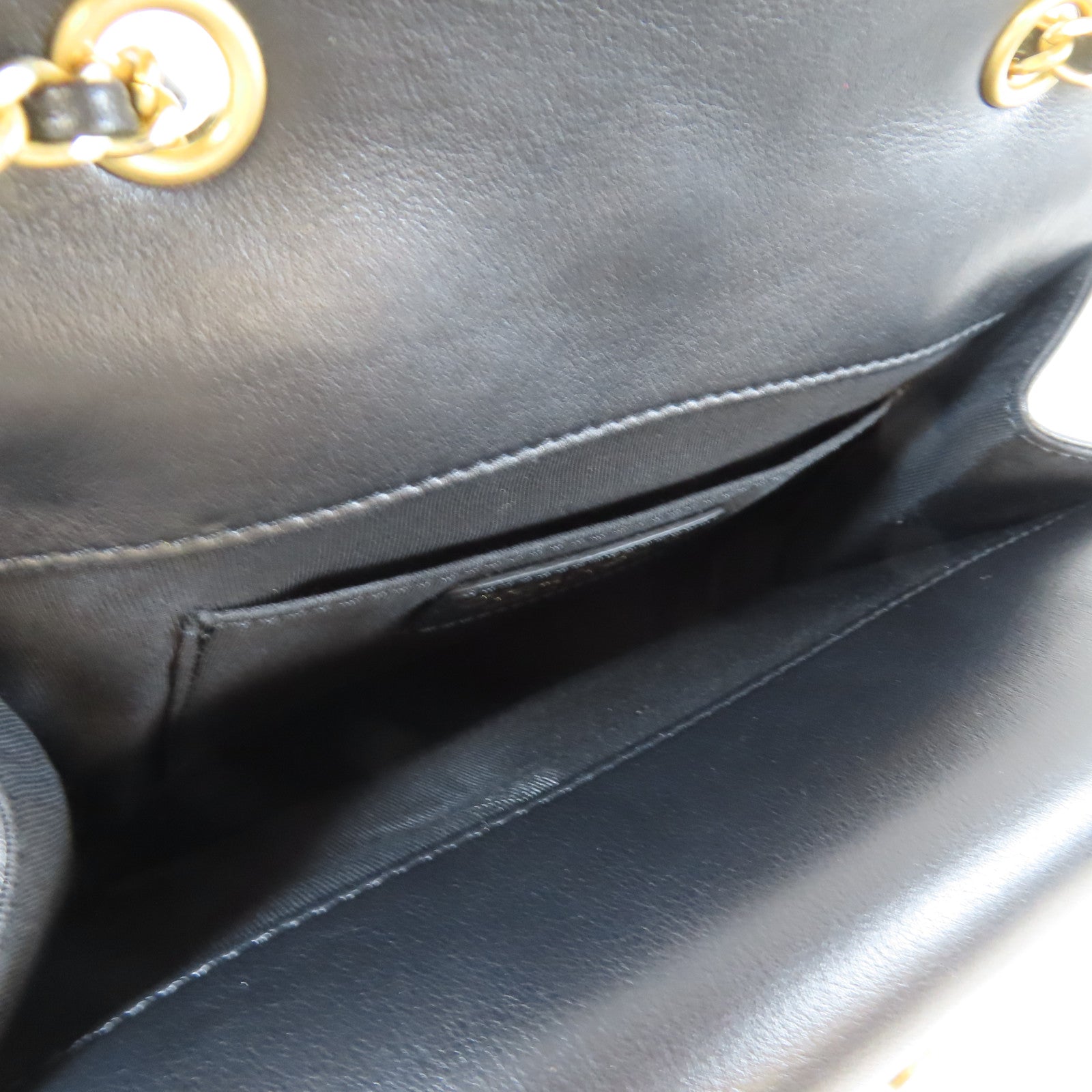 CHANEL 【激減優惠】菱格牛皮皮革Triple Flap Bag金扣鏈帶肩背袋黑色