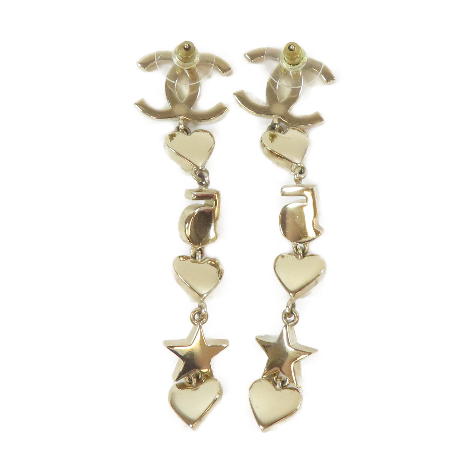 CHANEL 金屬/PVC Earrings金色/白色