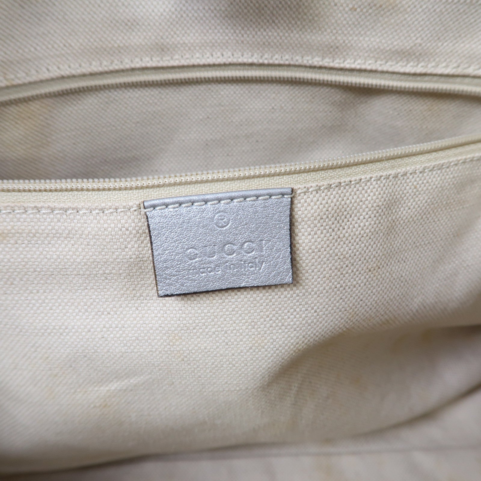 GUCCI 【激減優惠】皮革Tote Bag銀扣手挽袋銀色