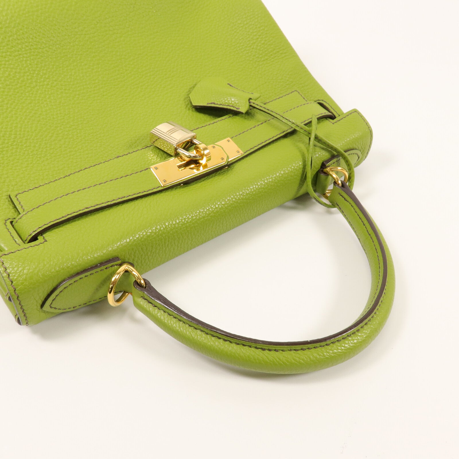 HERMES Togo皮革Kelly 28手挽肩背兩用袋Vert Anis