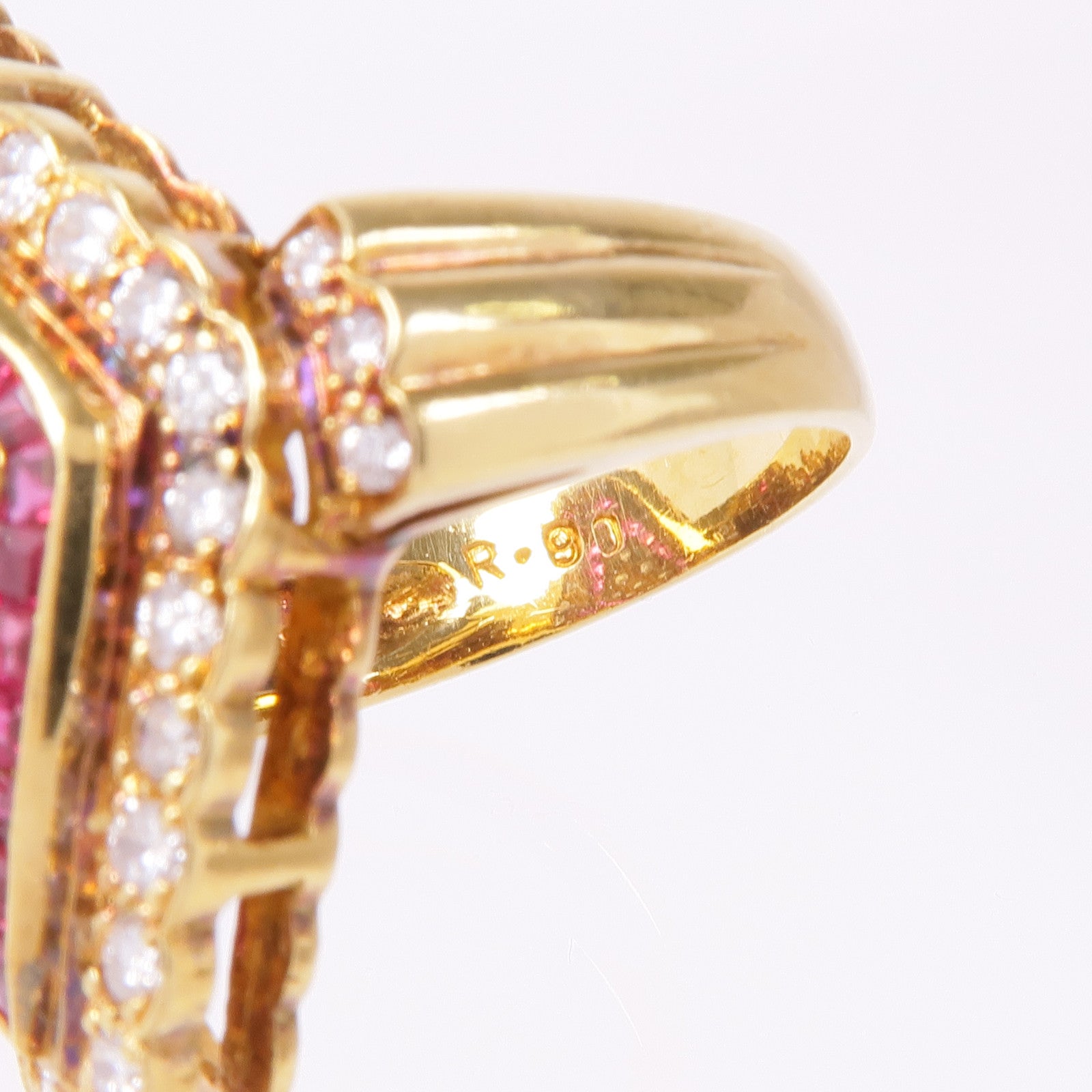 JEWELRY 【激減優惠】18K黃金Ruby Diamond Ring紅寶石/鑽石戒指US#6.5