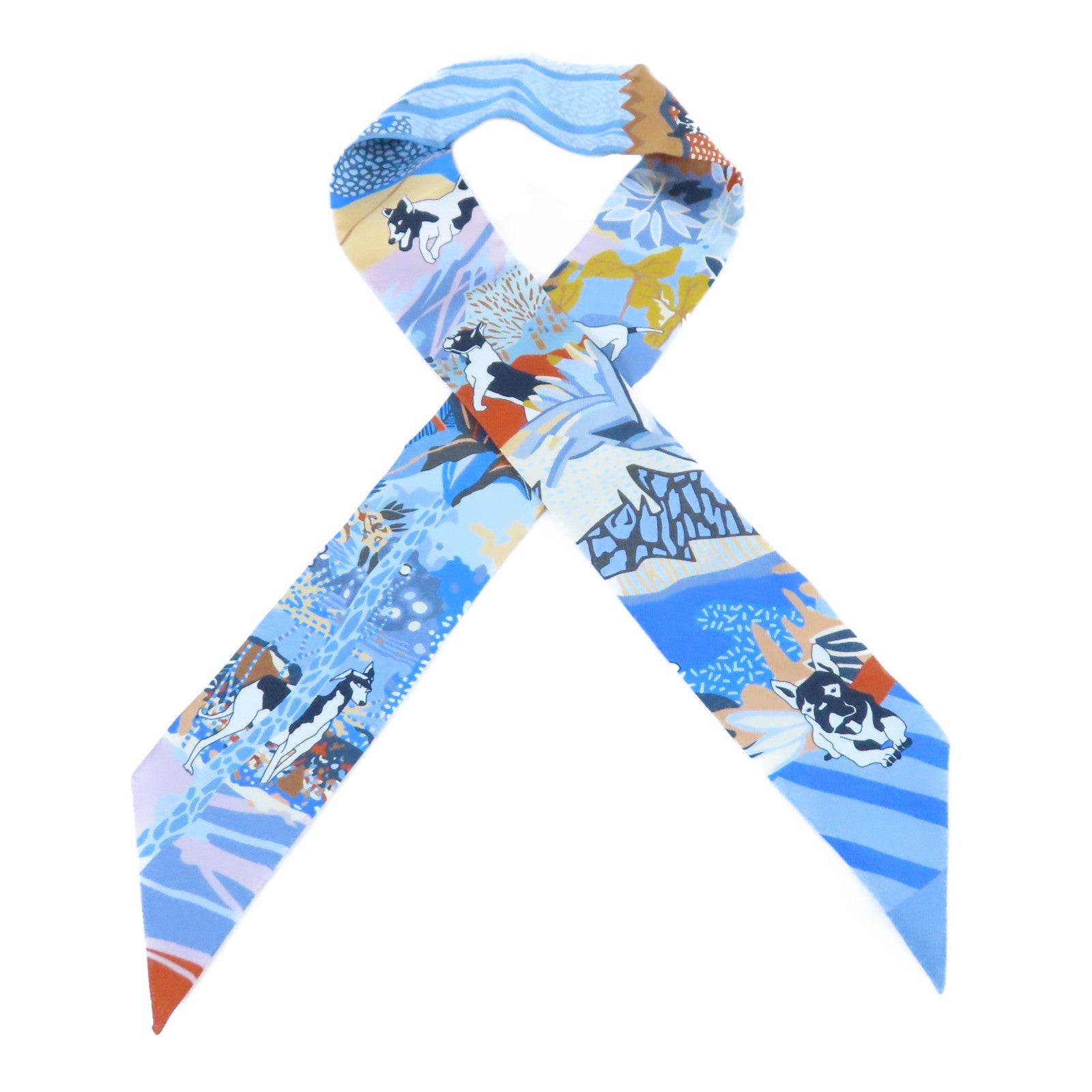 HERMES 【激減優惠】絲質Twilly Scarf絲巾淺藍色