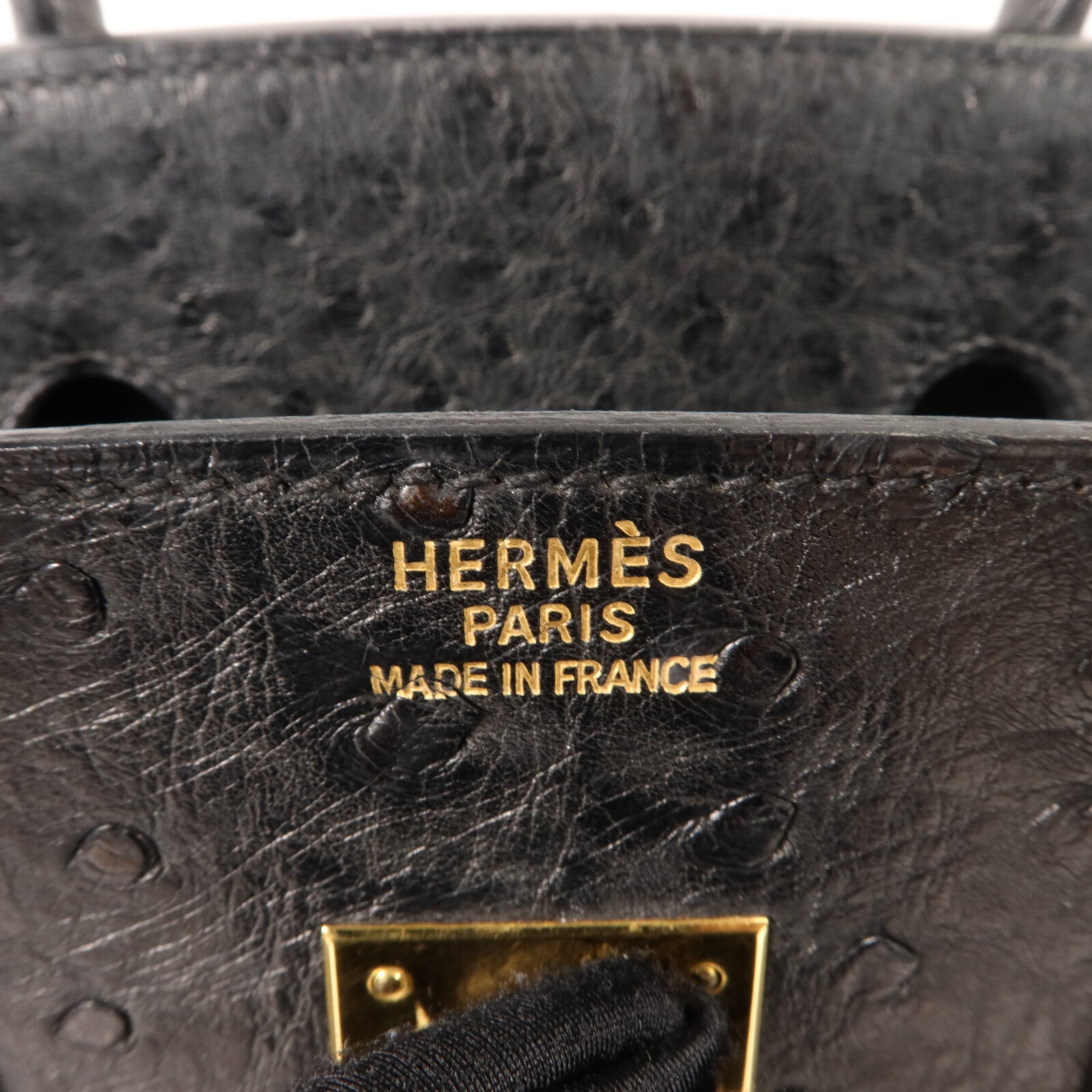 HERMES 鴕鳥皮革Birkin 35手挽袋Noir