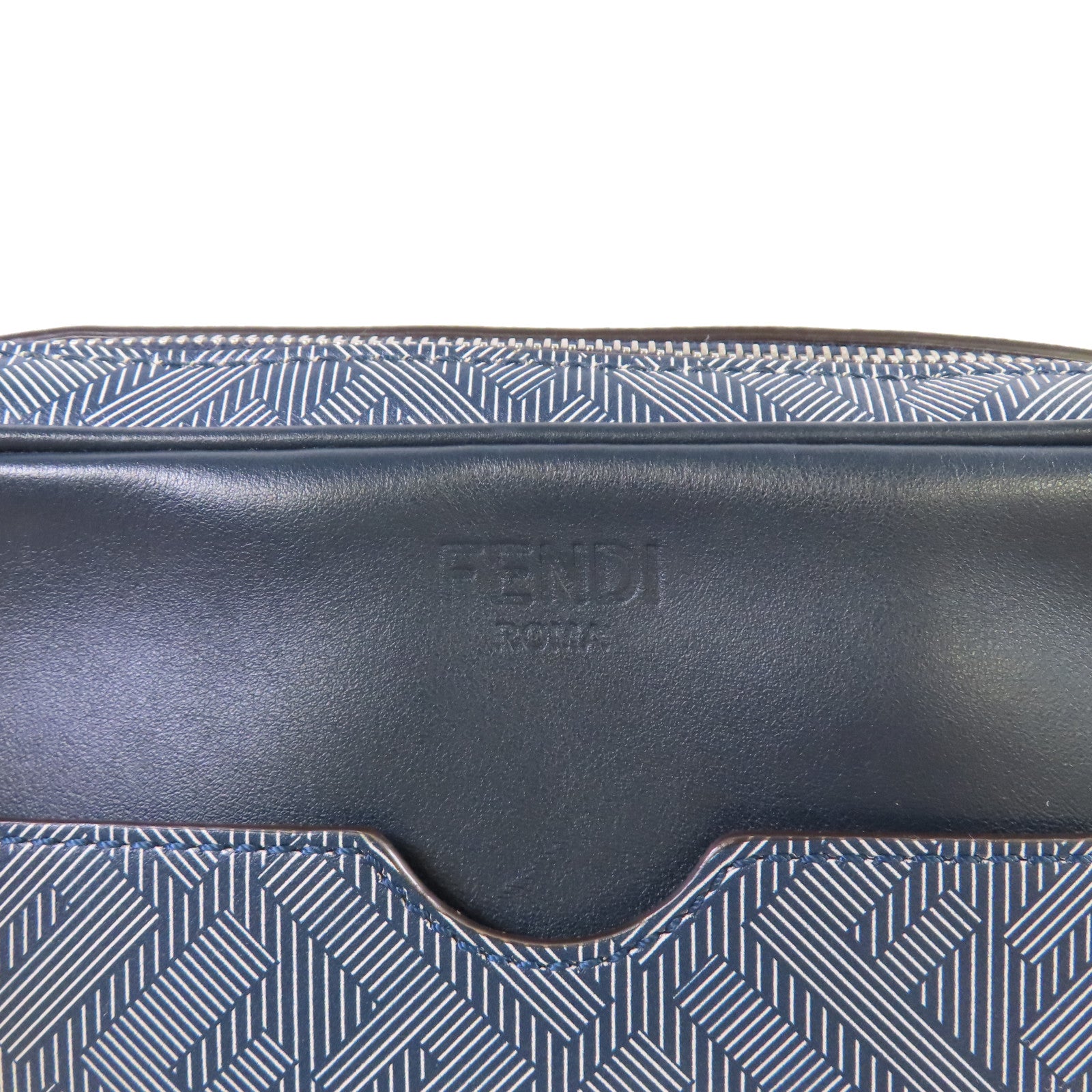 FENDI 塗層帆布Camera Shoulder Bag銀扣肩背袋碳灰色/藍色